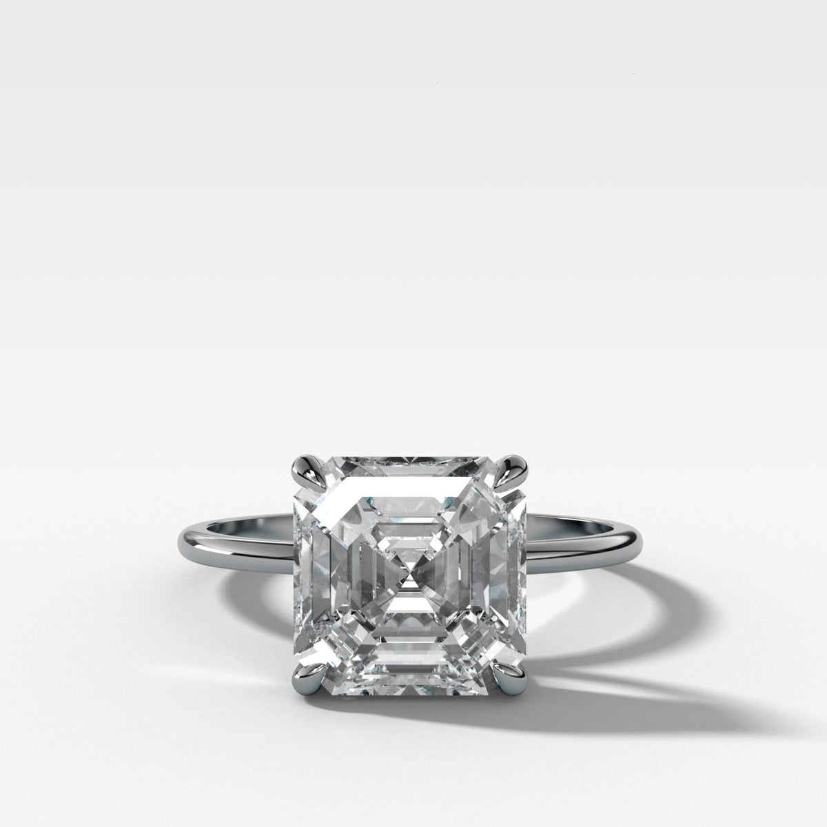 Thin + Simple Solitaire Engagement Ring With Asscher Cut Diamond - GOODSTONE