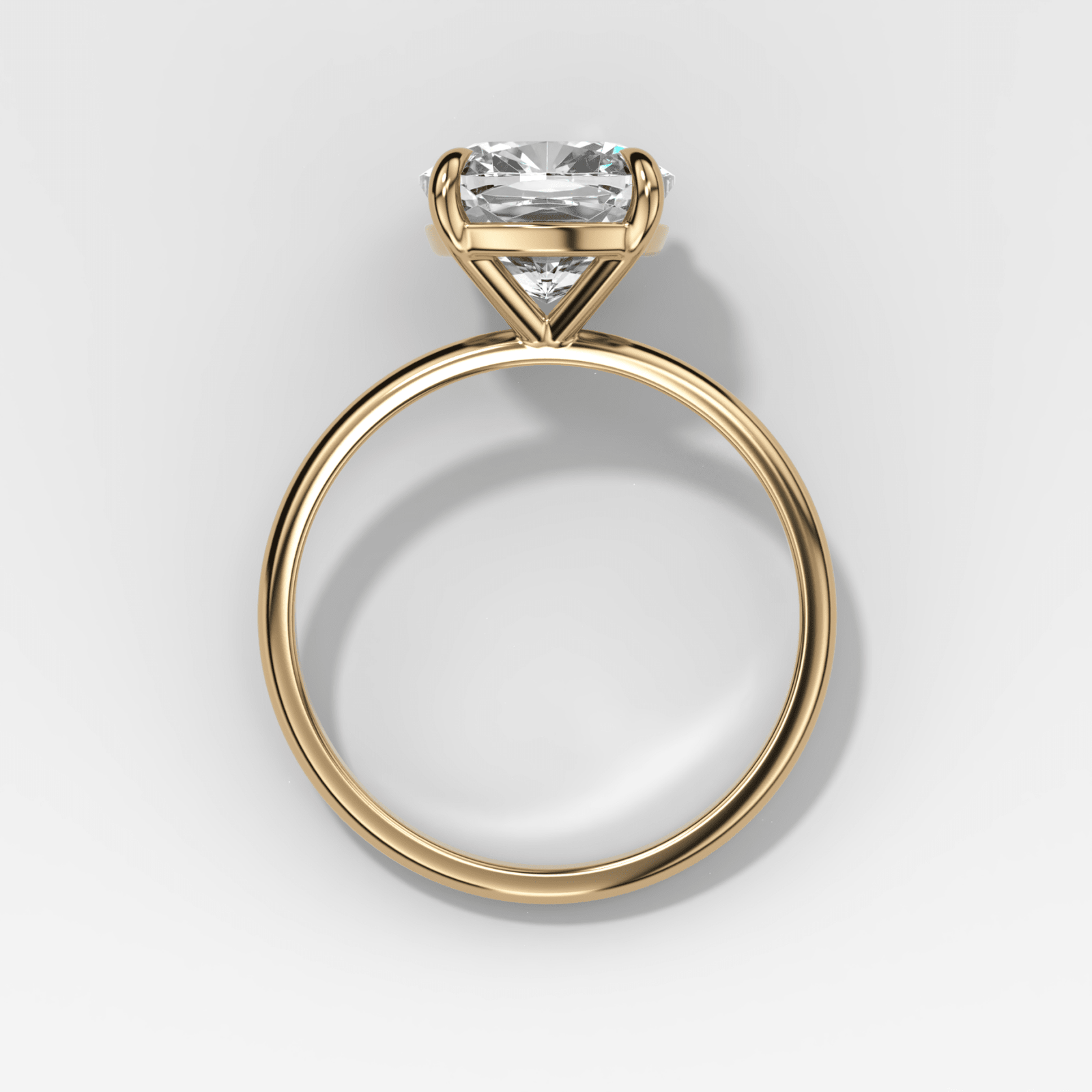 Thin + Simple Solitaire Engagement Ring With Cushion Cut Diamond - GOODSTONE