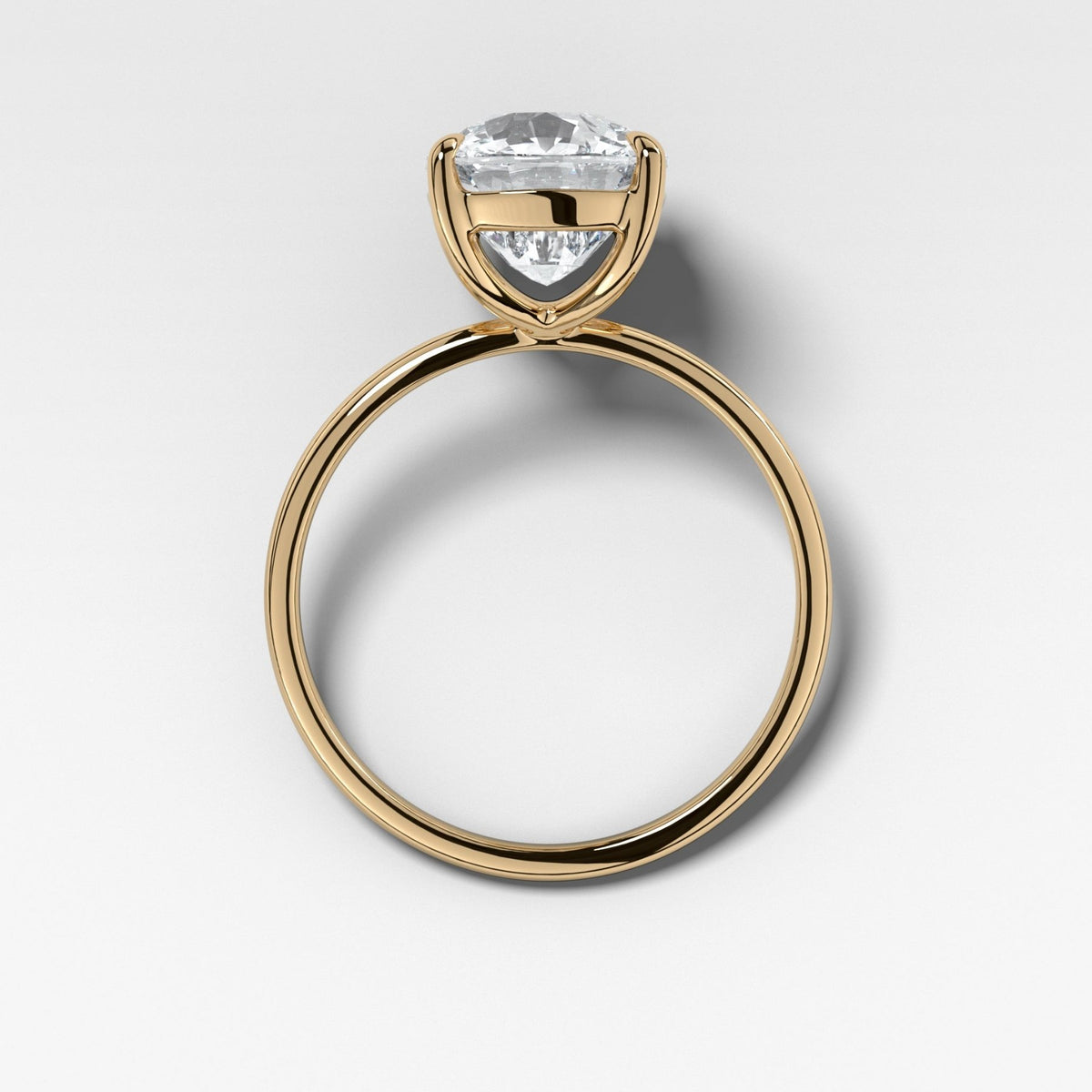 Thin + Simple Solitaire Engagement Ring With Elongated Cushion Cut Diamond - GOODSTONE