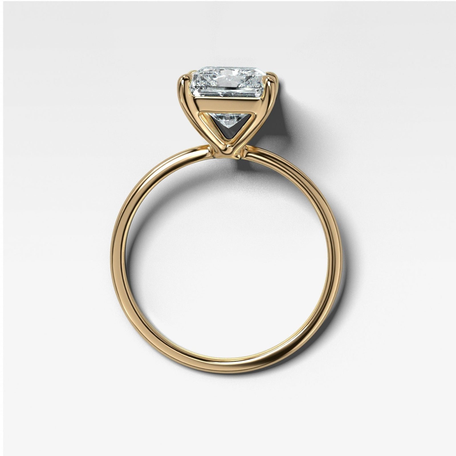 Thin + Simple Solitaire Engagement Ring With Elongated Radiant Cut Diamond - GOODSTONE