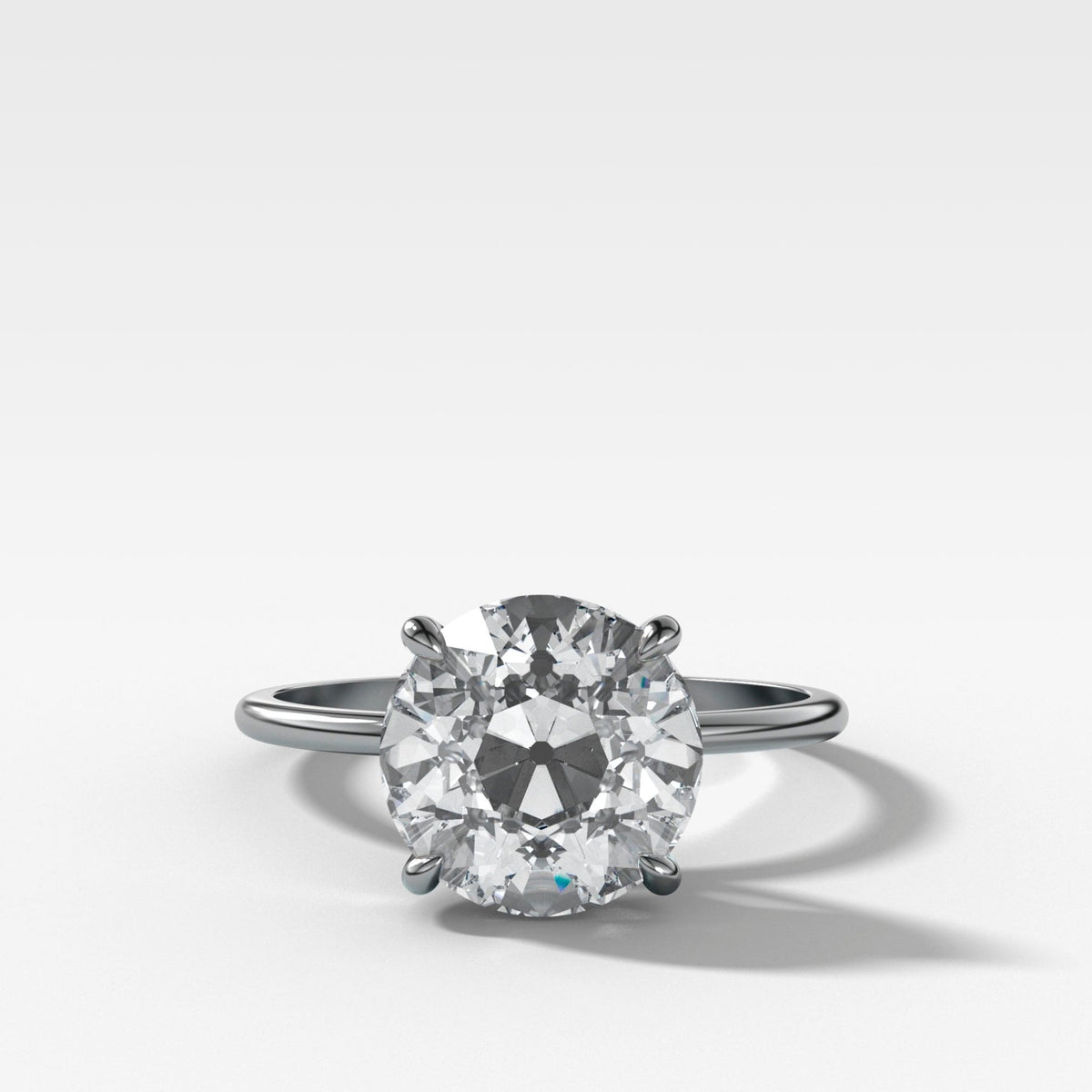 Thin + Simple Solitaire Engagement Ring With Old Euro Cut Diamond - GOODSTONE