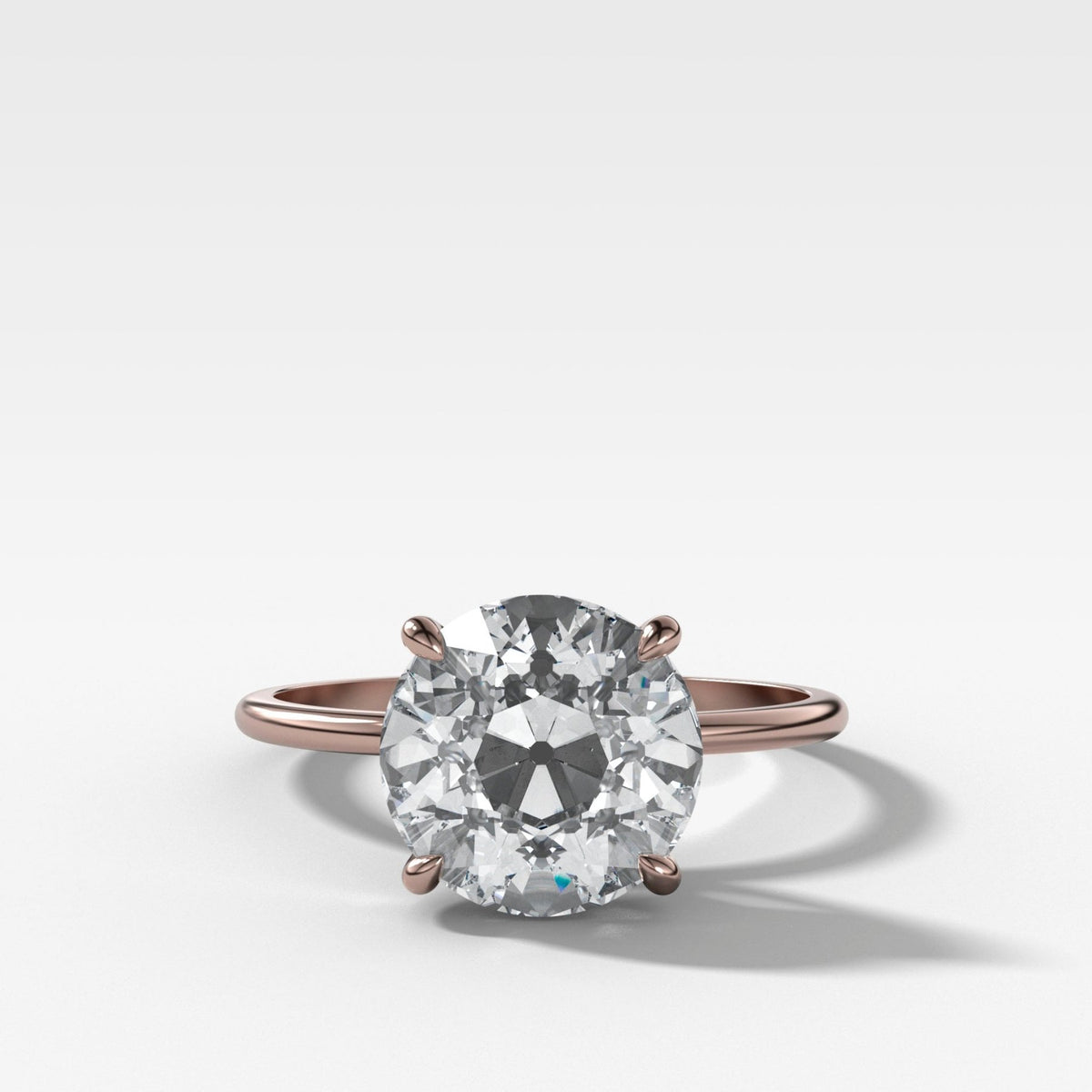 Thin + Simple Solitaire Engagement Ring With Old Euro Cut Diamond - GOODSTONE