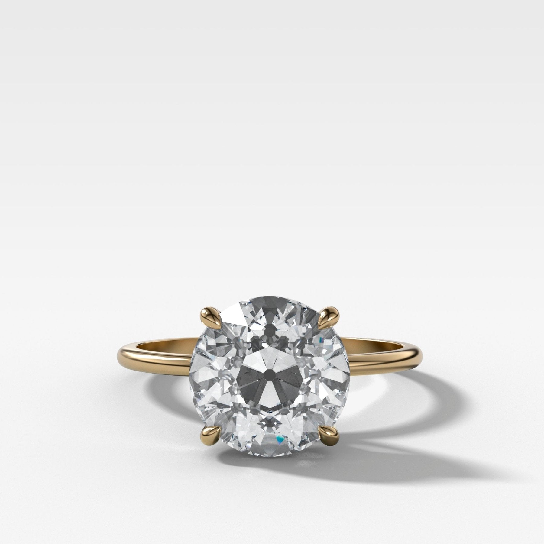 Thin + Simple Solitaire Engagement Ring With Old Euro Cut Diamond - GOODSTONE