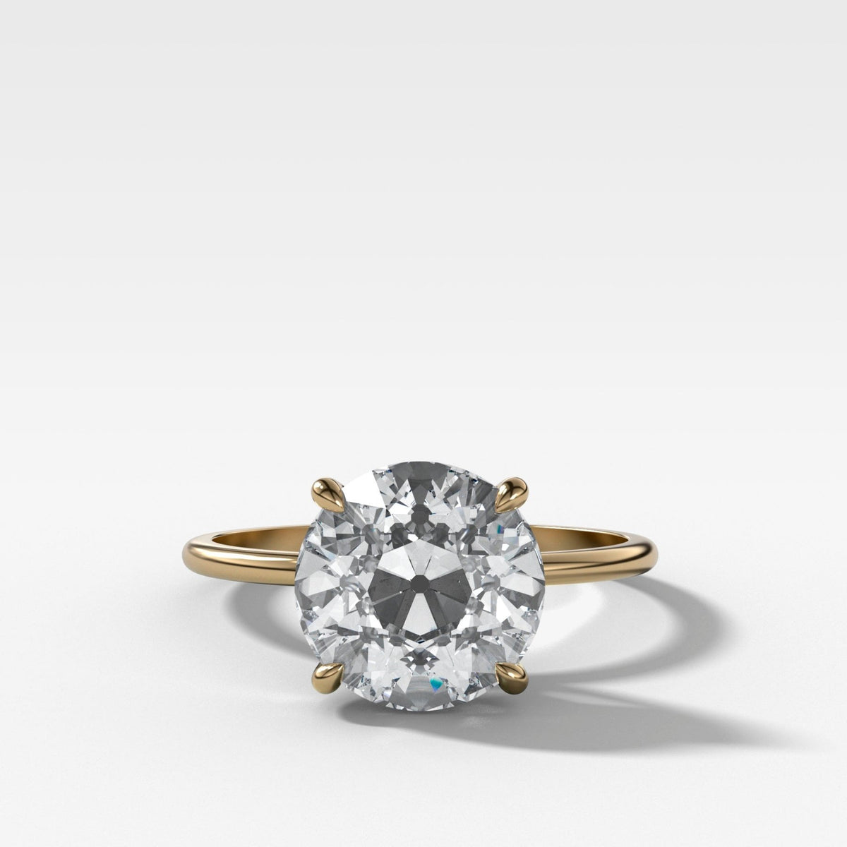Thin + Simple Solitaire Engagement Ring With Old Euro Cut Diamond - GOODSTONE