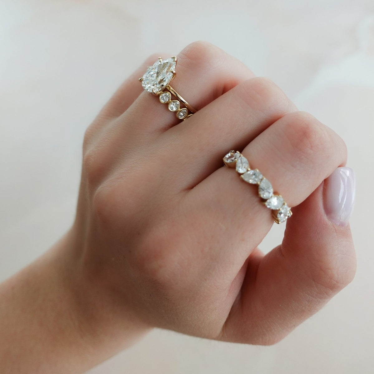 Thin + Simple Solitaire Engagement Ring With Pear Cut Diamond - GOODSTONE