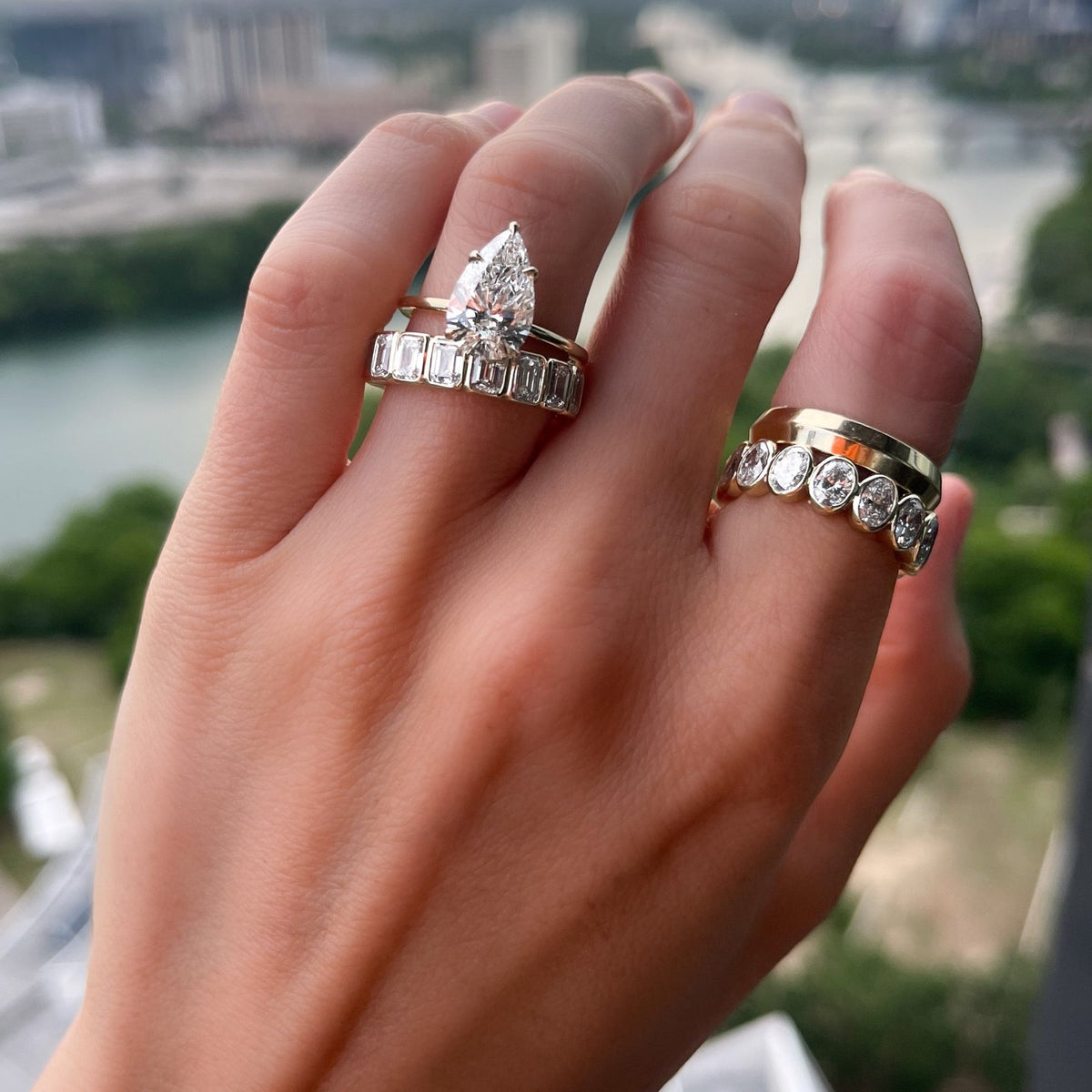 Thin + Simple Solitaire Engagement Ring With Pear Cut Diamond - GOODSTONE