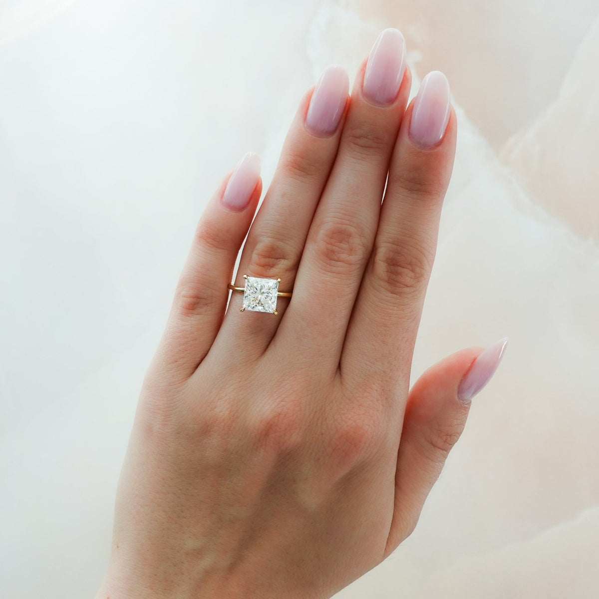 Thin + Simple Solitaire Engagement Ring With Princess Cut Diamond - GOODSTONE