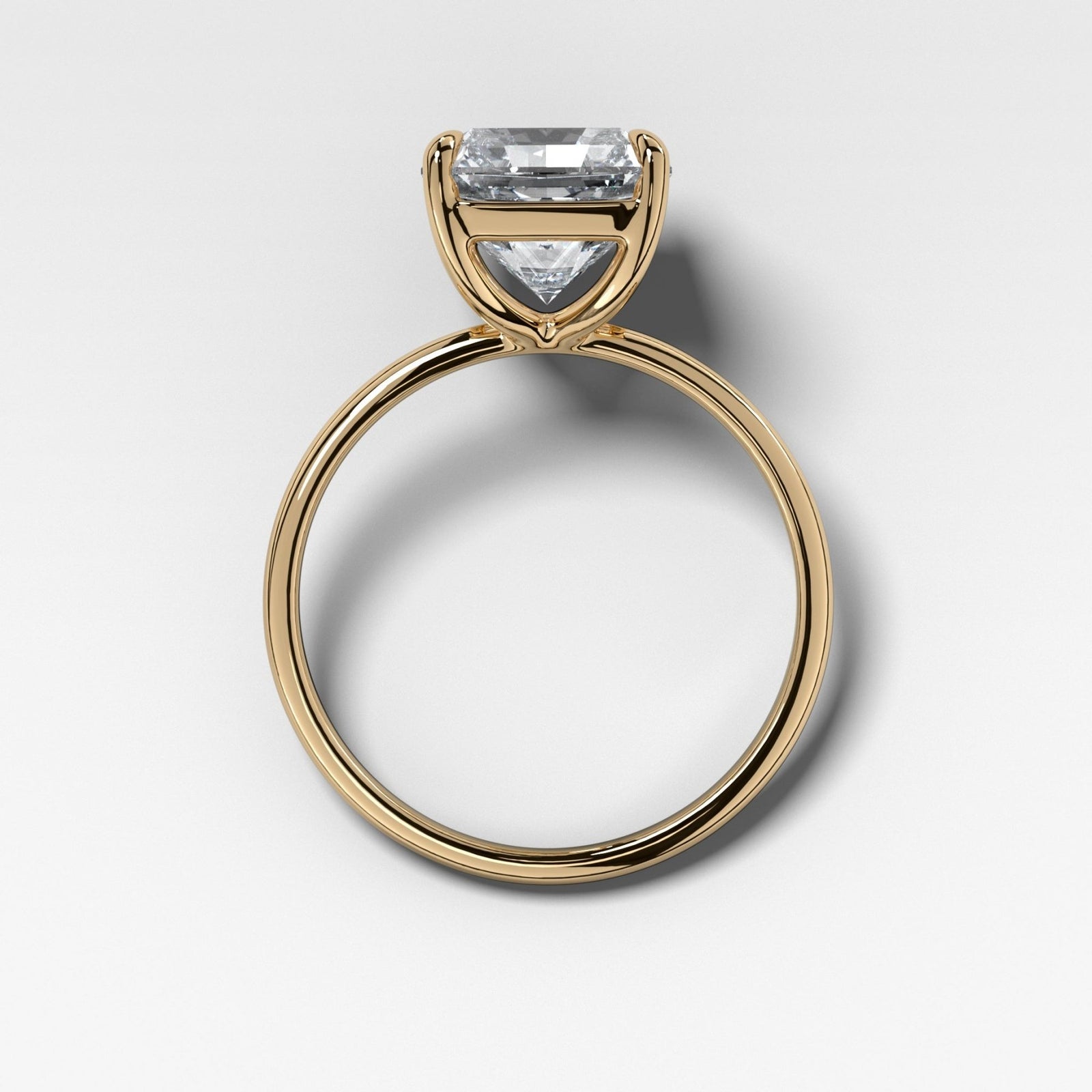 Thin + Simple Solitaire Engagement Ring With Radiant Cut Diamond - GOODSTONE