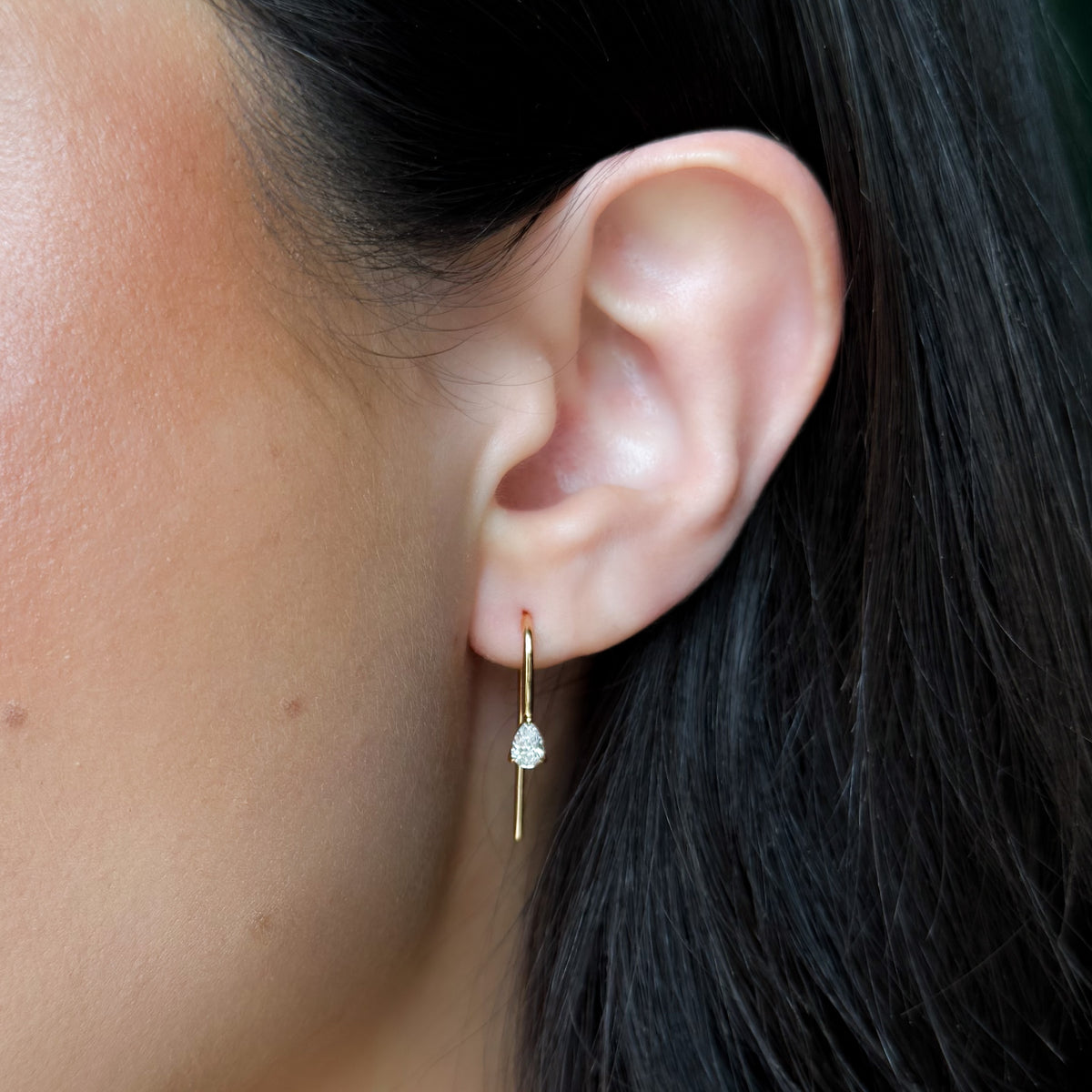 Midi Threader Earrings with Pear Cut Diamonds