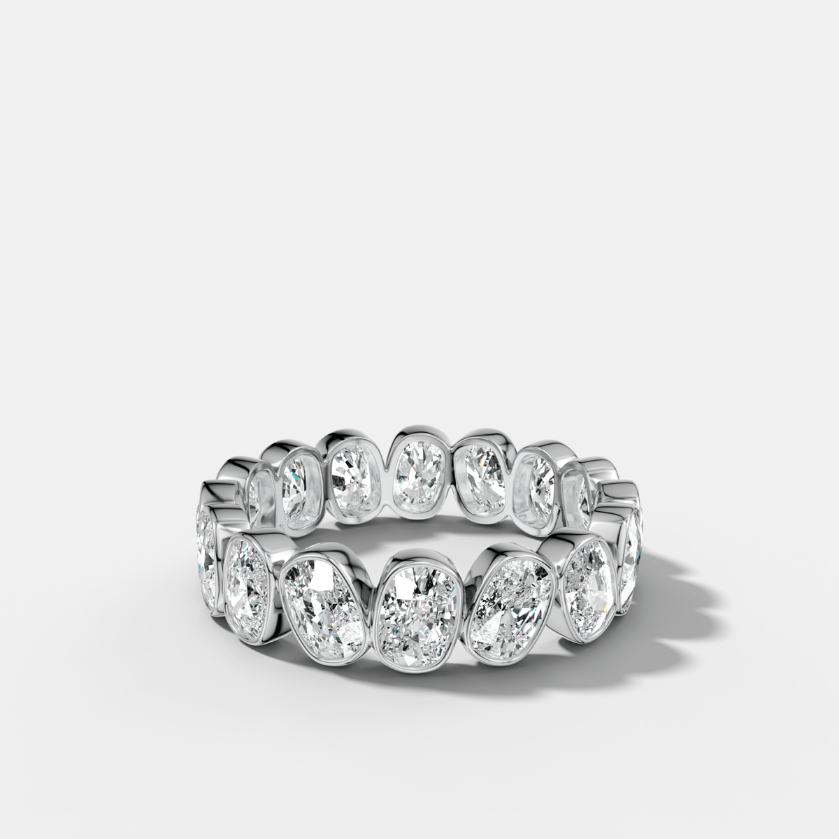 Tilted Bezel Set Eternity Band with Cushion Cuts - GOODSTONE
