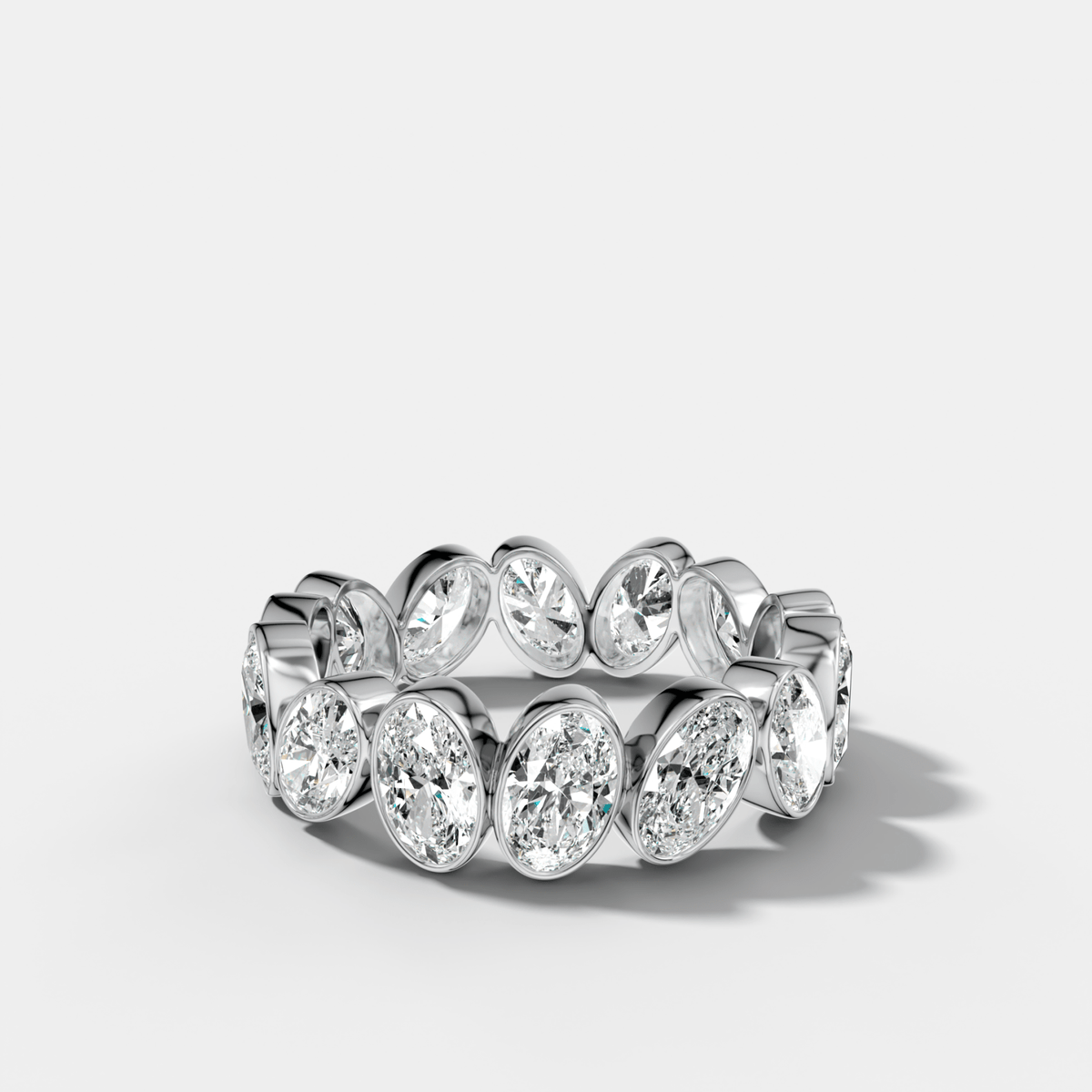 Tilted Bezel Set Eternity Band with Oval Cuts - GOODSTONE