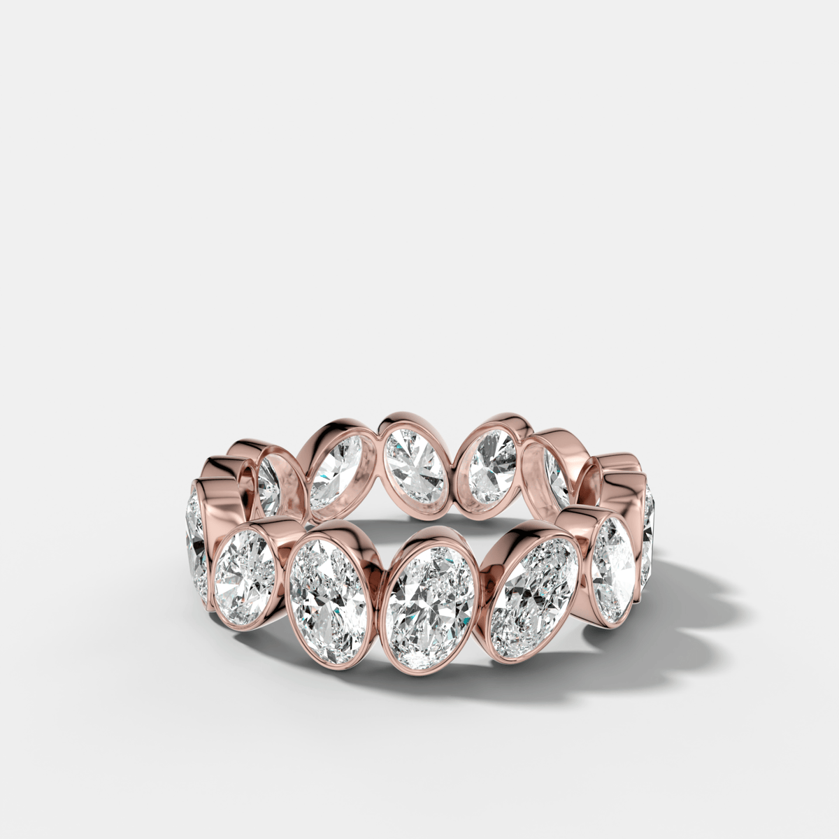 Tilted Bezel Set Eternity Band with Oval Cuts - GOODSTONE