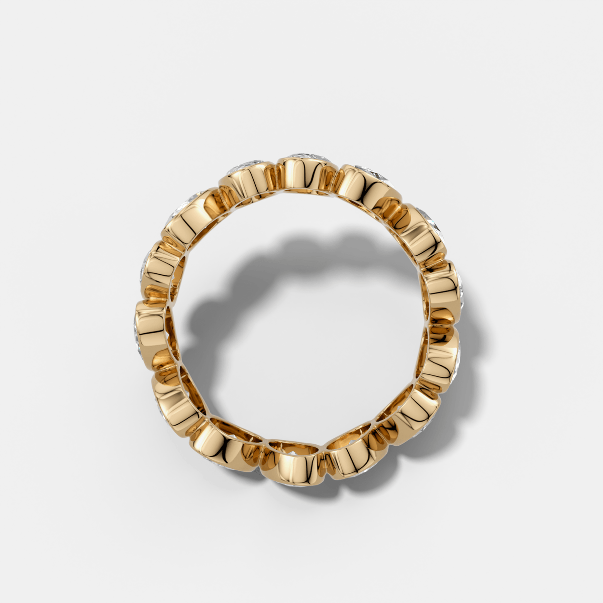 Tilted Bezel Set Eternity Band with Oval Cuts - GOODSTONE