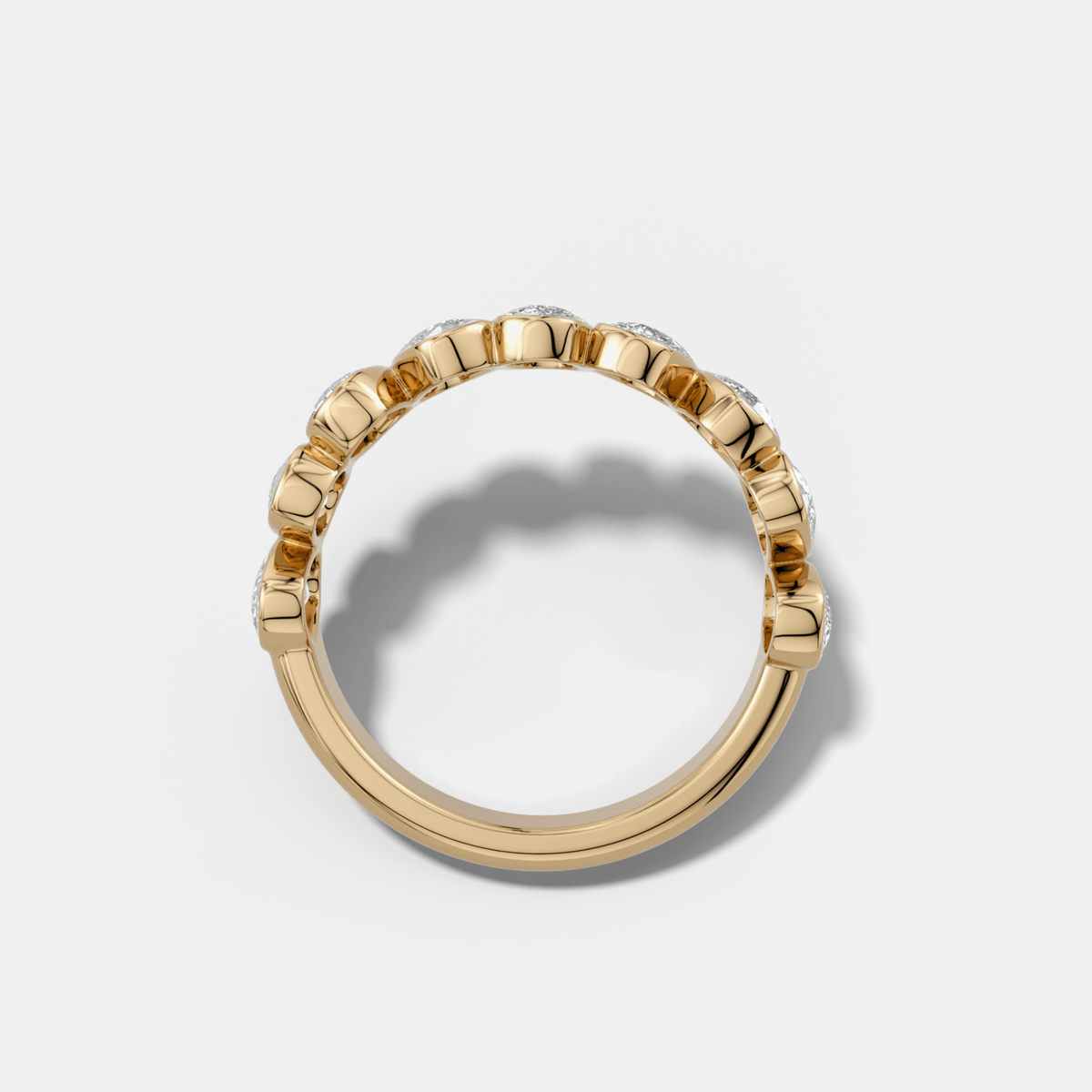 Tilted Bezel Set Wedding Band with Cushion Cuts - GOODSTONE