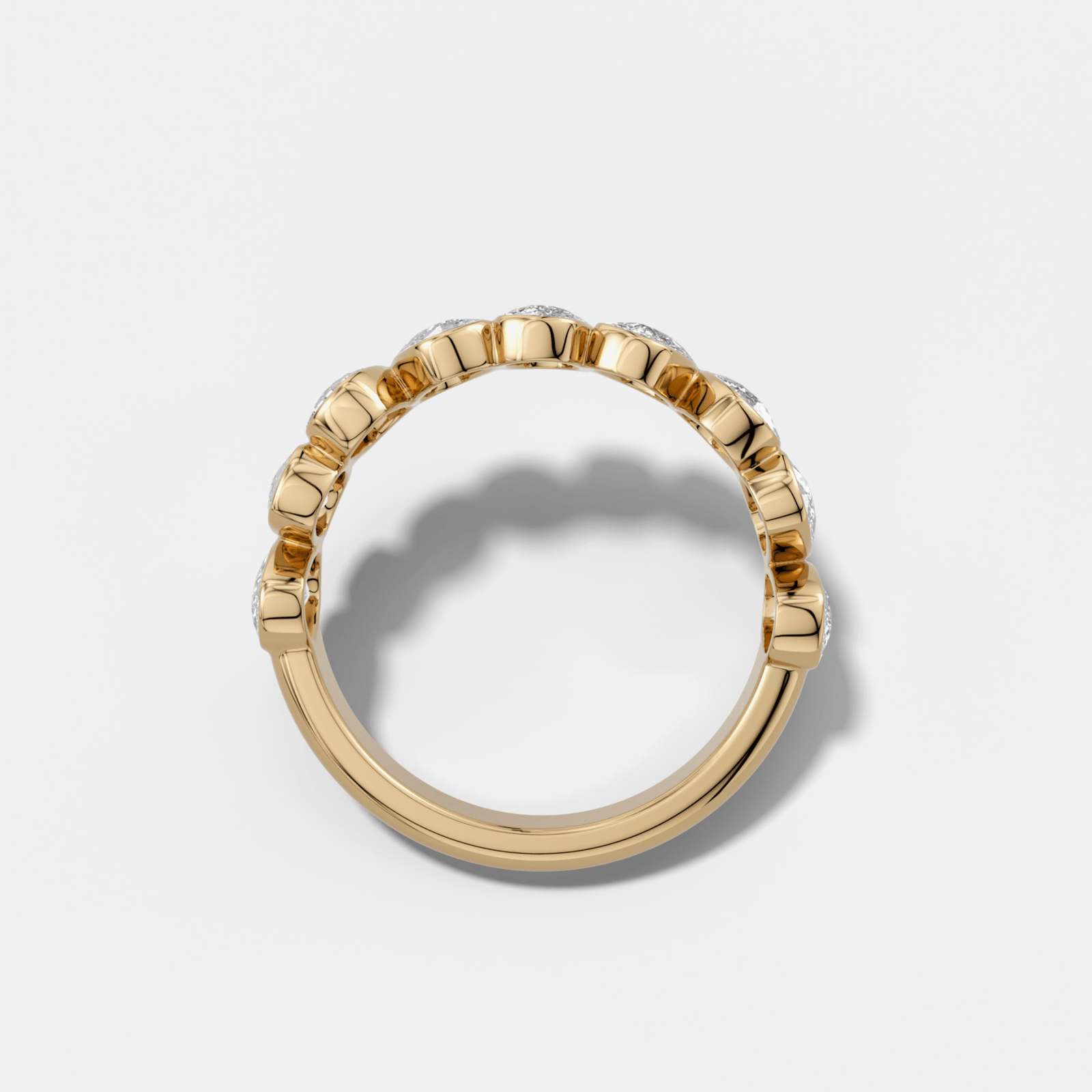 Tilted Bezel Set Wedding Band with Cushion Cuts - GOODSTONE