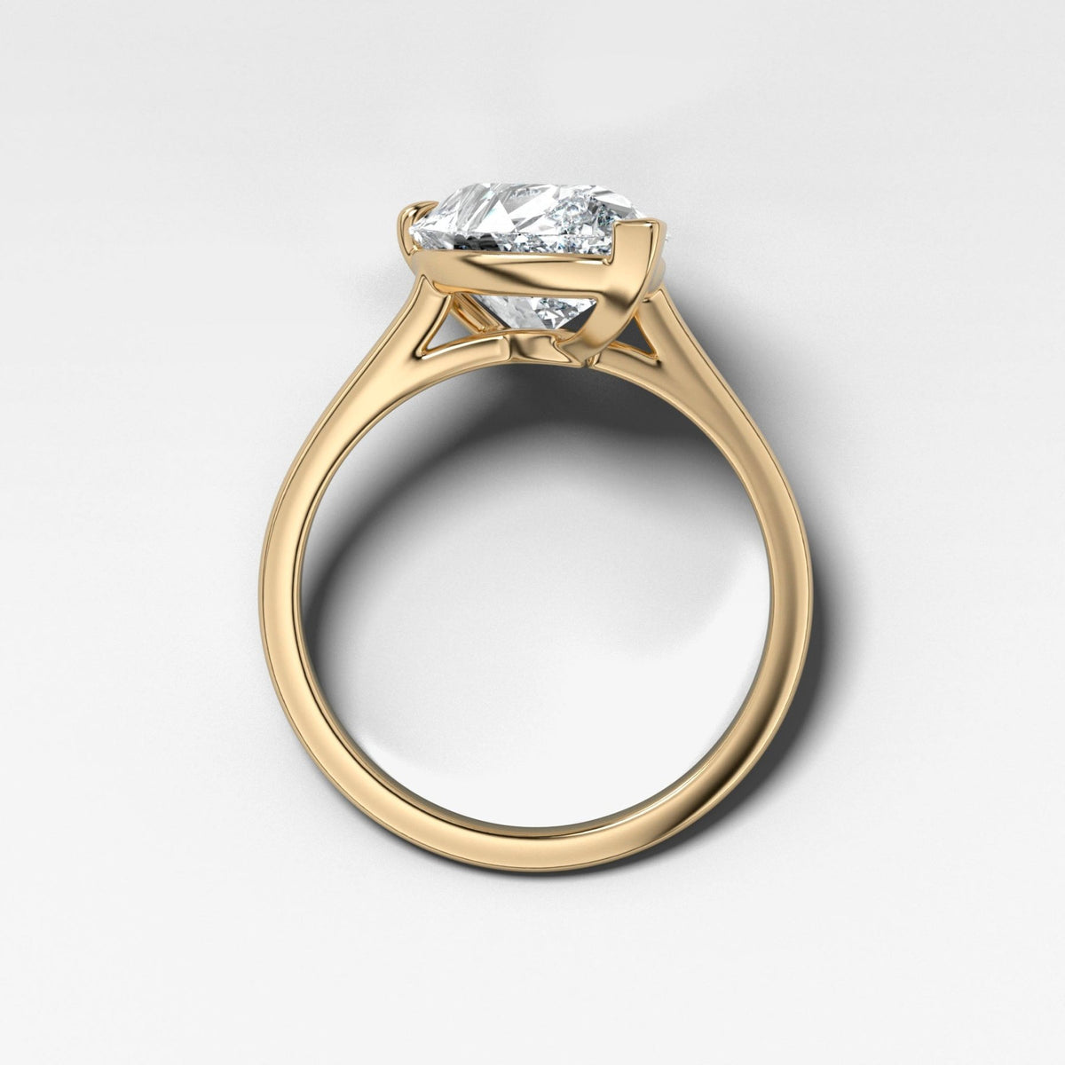Tilted Thin + Simple Engagement Ring with 3.00ct Lab Grown Oval Cut Diamond - GOODSTONE