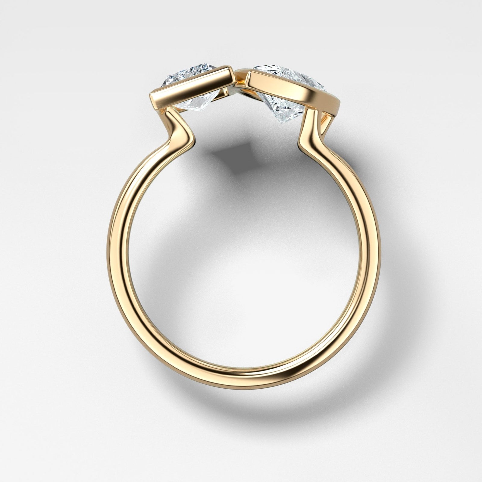 Toi et Moi Bezel Engagement Ring with Pear and Baguette Cuts - GOODSTONE