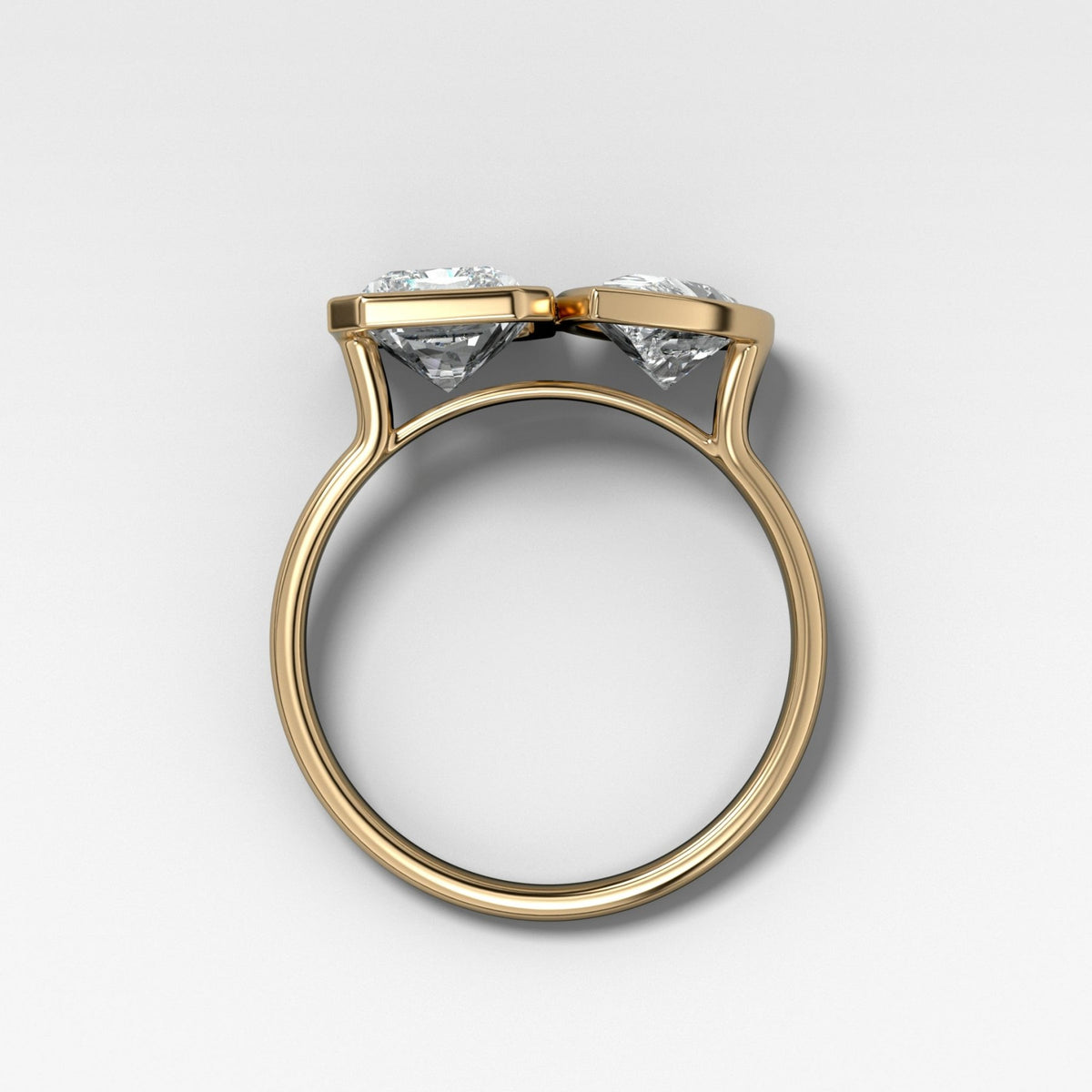 Toi et Moi Bezel Engagement Ring with Pear and Elongated Radiant Cut Diamonds - GOODSTONE