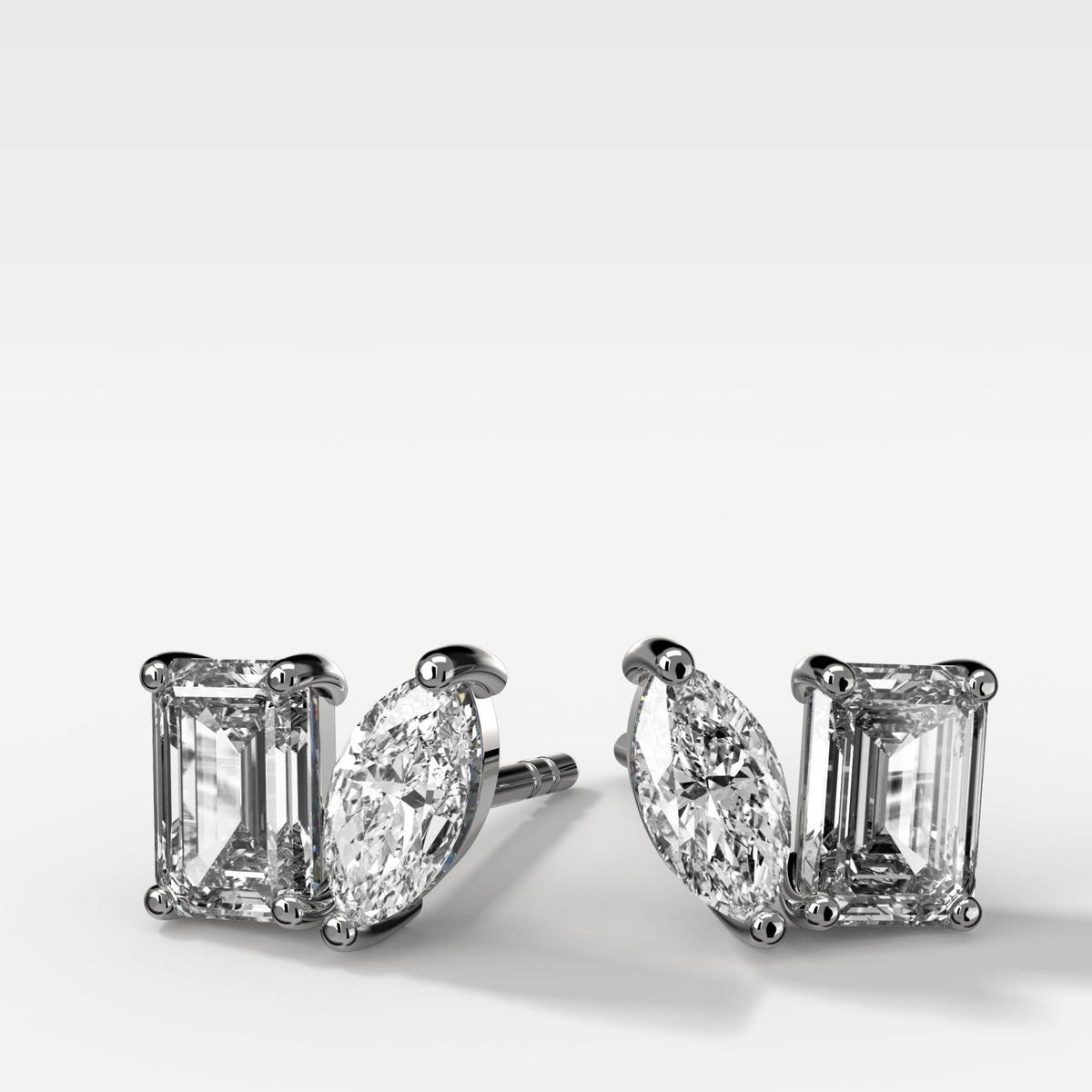Toi et Moi Diamond Studs with Emerald and Marquise Cuts - GOODSTONE