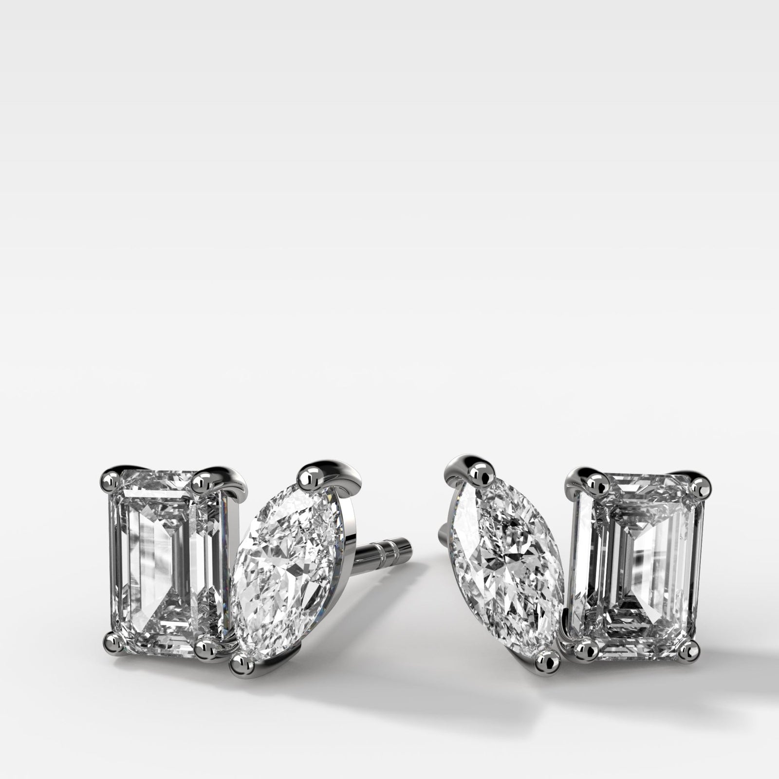 Toi et Moi Diamond Studs with Emerald and Marquise Cuts - GOODSTONE