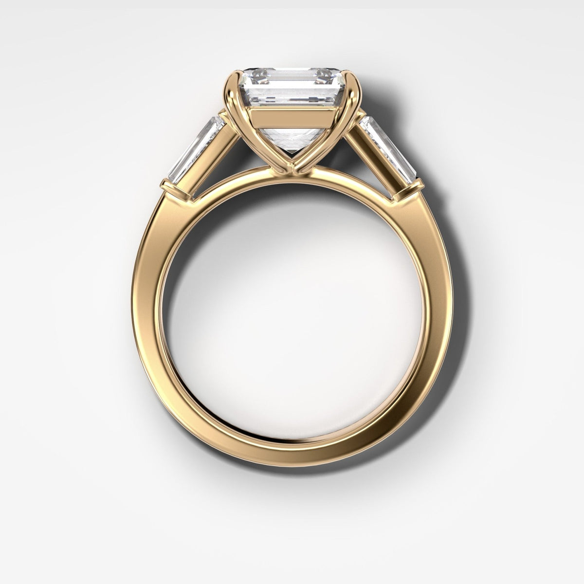 Translunar Tapered Baguette Engagement Ring With Asscher Cut Diamond - GOODSTONE