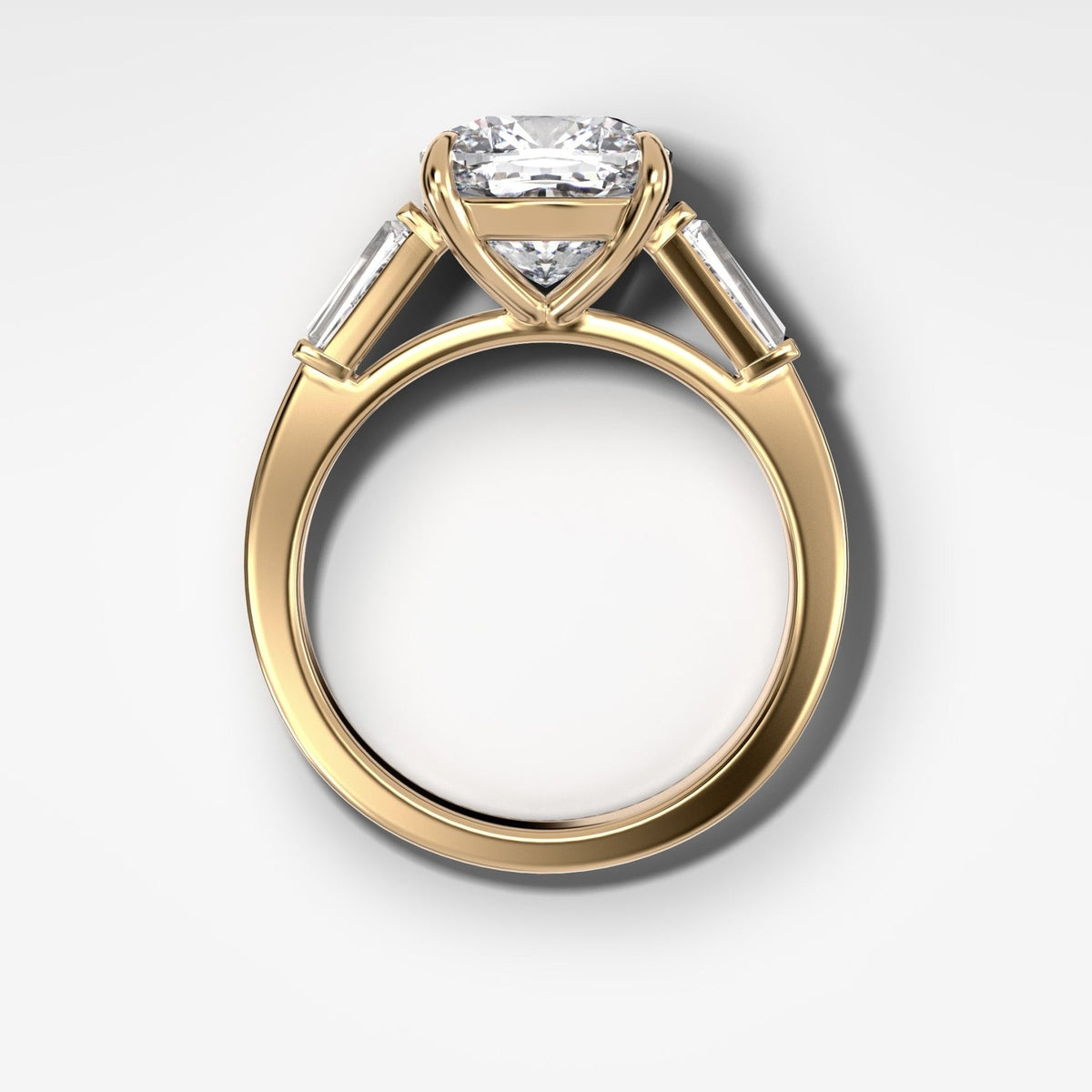 Translunar Tapered Baguette Engagement Ring With Cushion Cut Diamond - GOODSTONE