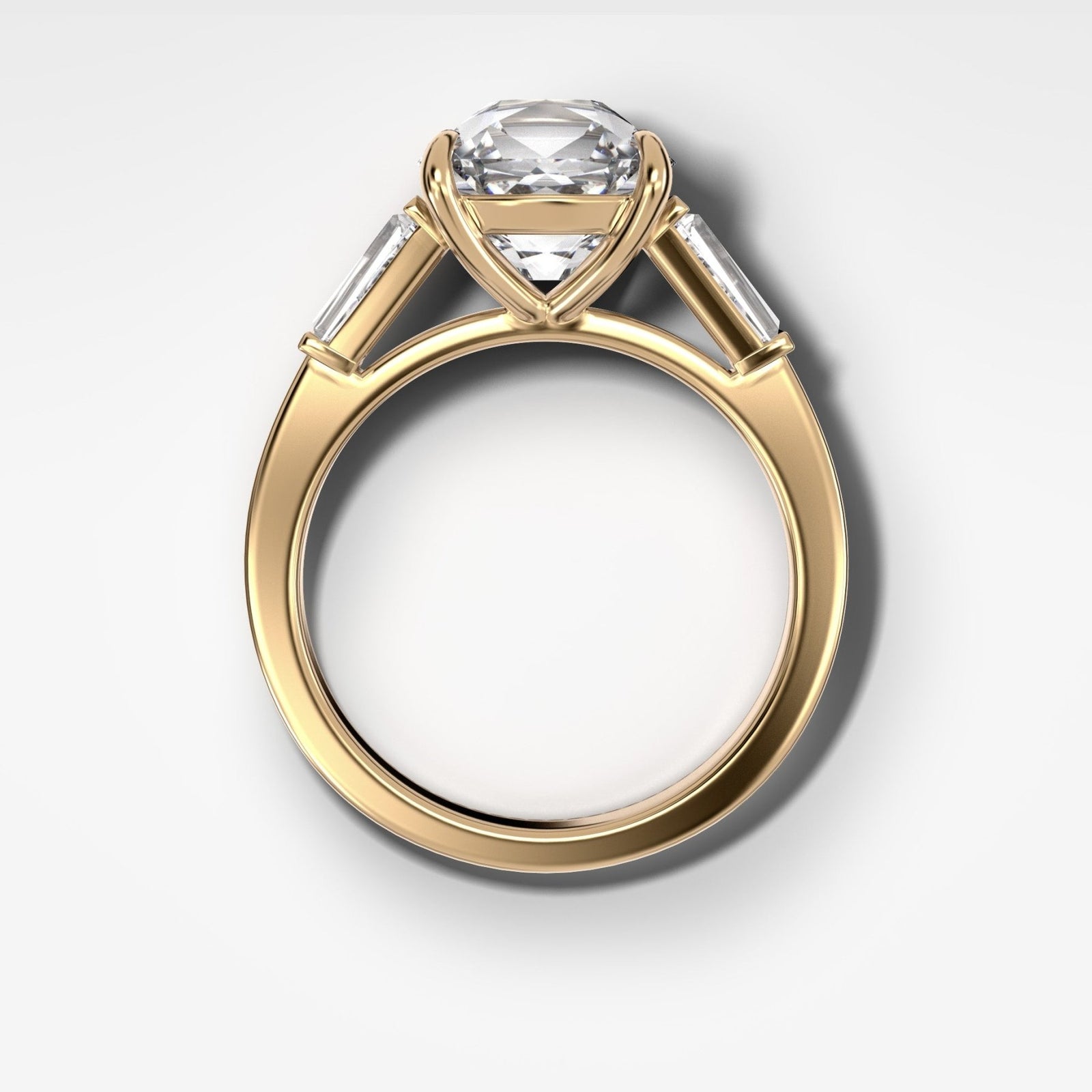 Translunar Tapered Baguette Engagement Ring With Old Mine Cut Diamond - GOODSTONE