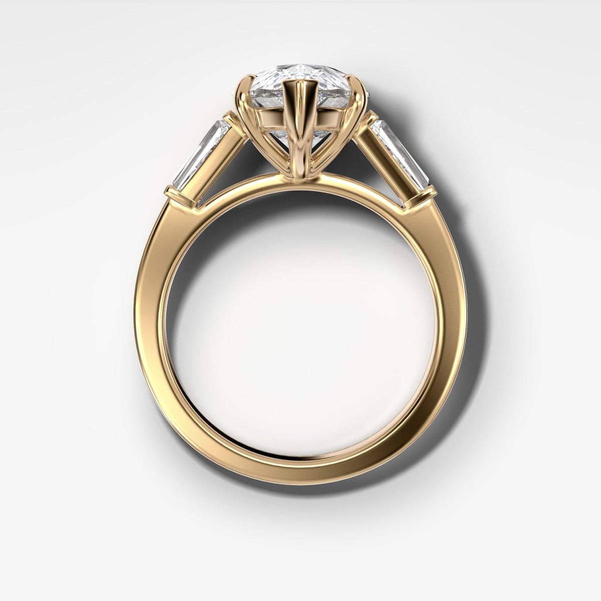 Translunar Tapered Baguette Engagement Ring With Pear Cut Diamond - GOODSTONE