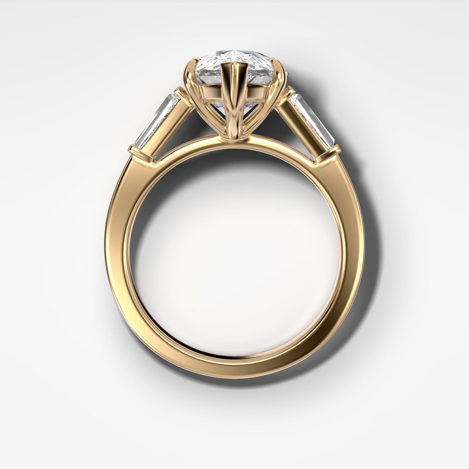 Translunar Tapered Baguette Engagement Ring With Pear Cut Diamond - GOODSTONE