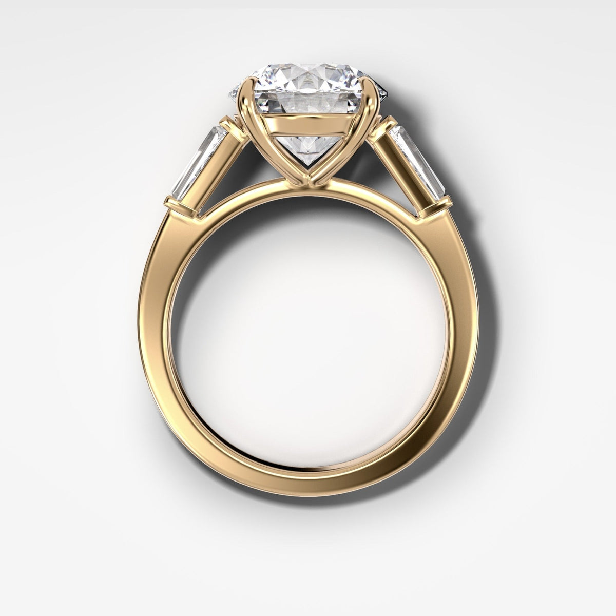 Translunar Tapered Baguette Engagement Ring With Round Cut Diamond - GOODSTONE