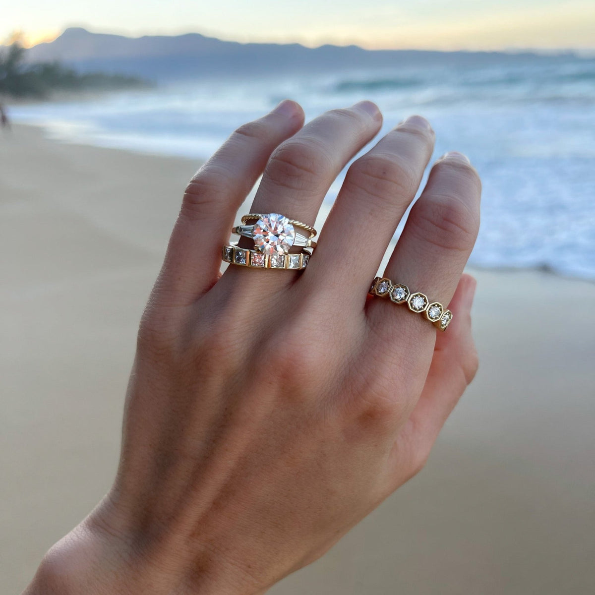 Translunar Tapered Baguette Engagement Ring With Round Cut Diamond - GOODSTONE