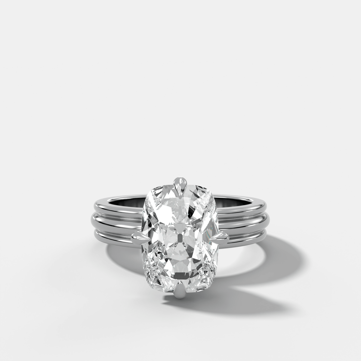 Triple Row Compass Engagement Ring with Old Mine Cut Diamond - GOODSTONE