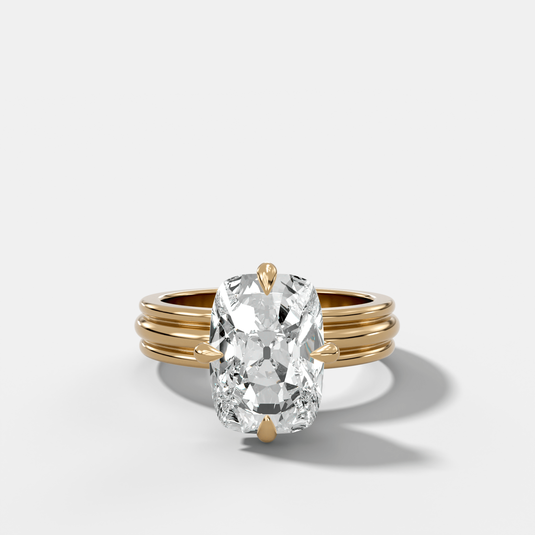 Triple Row Compass Engagement Ring with Old Mine Cut Diamond - GOODSTONE