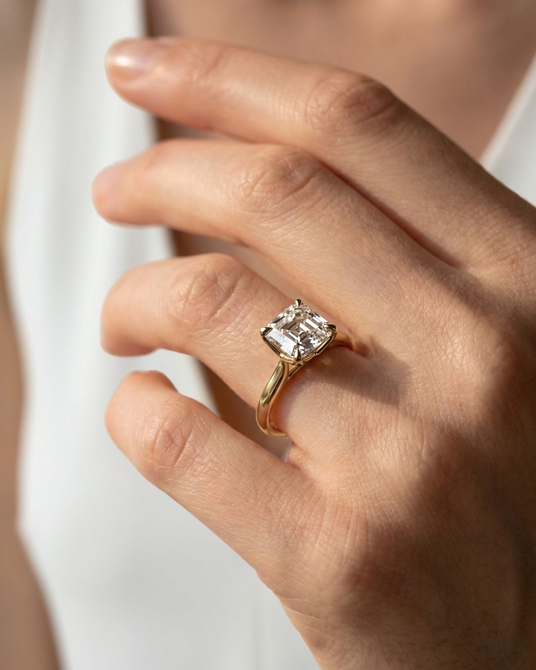Tulip Basket Cathedral Engagement Ring with Asscher Cut Diamond - GOODSTONE