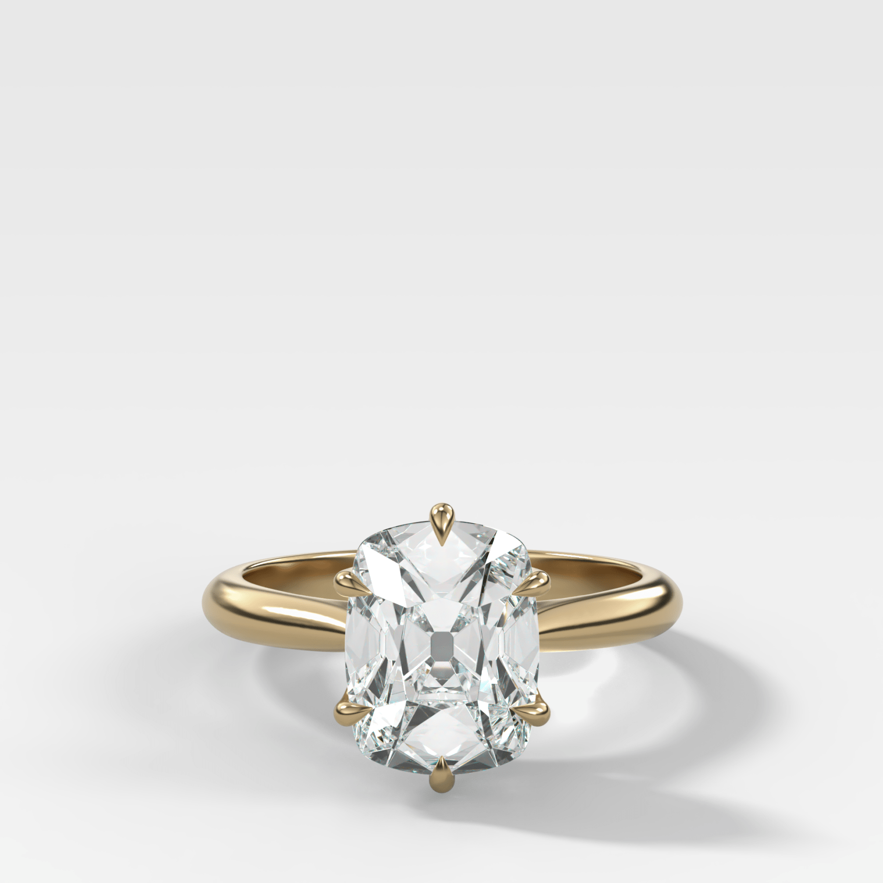 Tulip Basket Cathedral Engagement Ring with Elongated Old Mine Cut Diamond - GOODSTONE