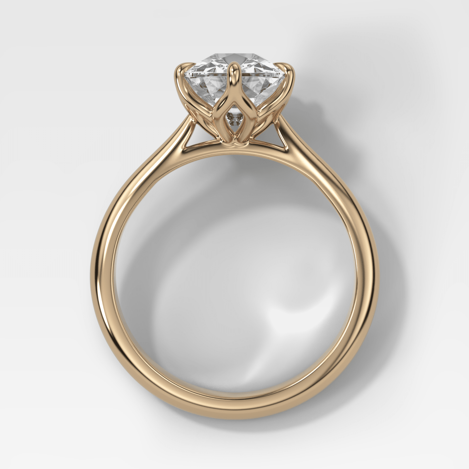 Tulip Basket Cathedral Engagement Ring with Elongated Old Mine Cut Diamond - GOODSTONE