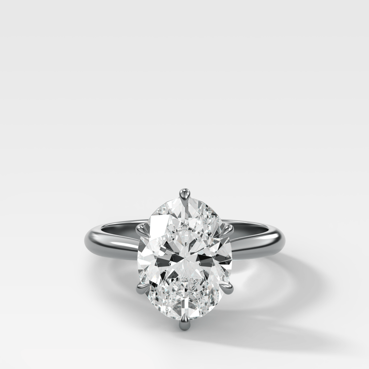 Tulip Basket Cathedral Engagement Ring with Oval Cut Diamond - GOODSTONE