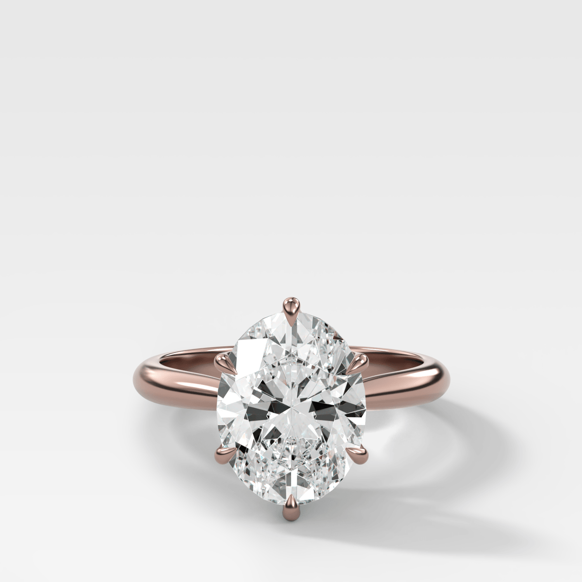 Tulip Basket Cathedral Engagement Ring with Oval Cut Diamond - GOODSTONE