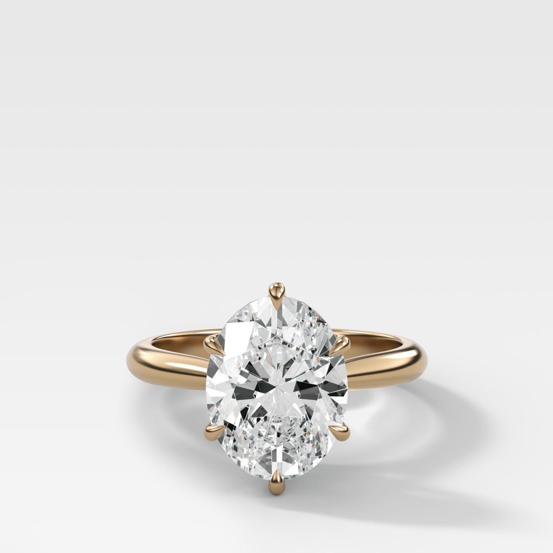Tulip Basket Cathedral Engagement Ring with Oval Cut Diamond - GOODSTONE