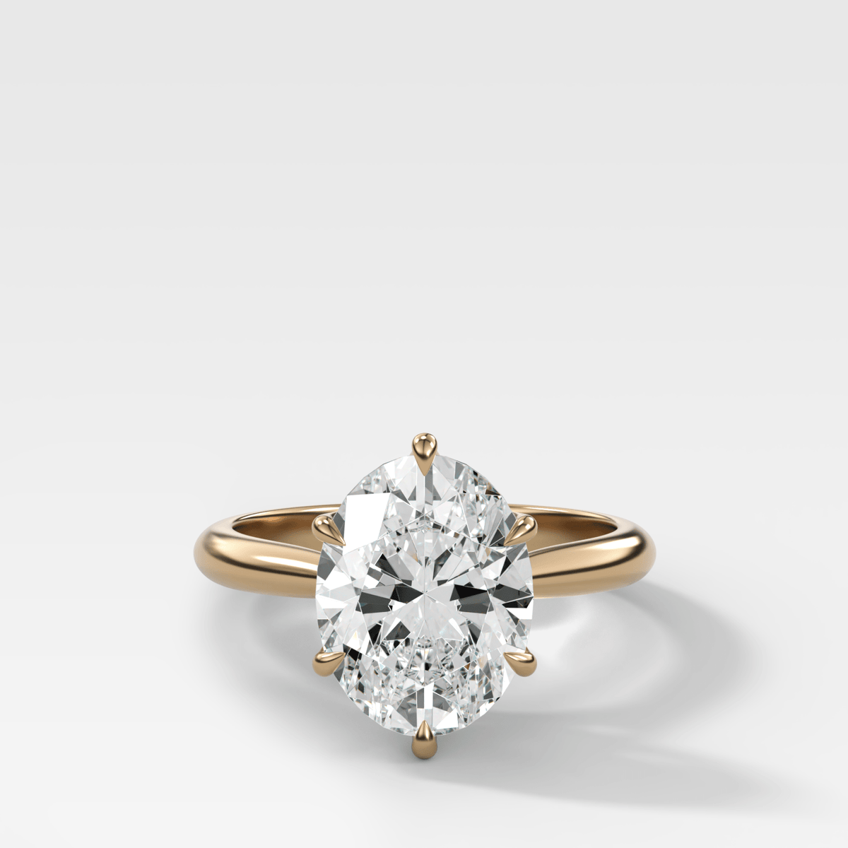 Tulip Basket Cathedral Engagement Ring with Oval Cut Diamond - GOODSTONE