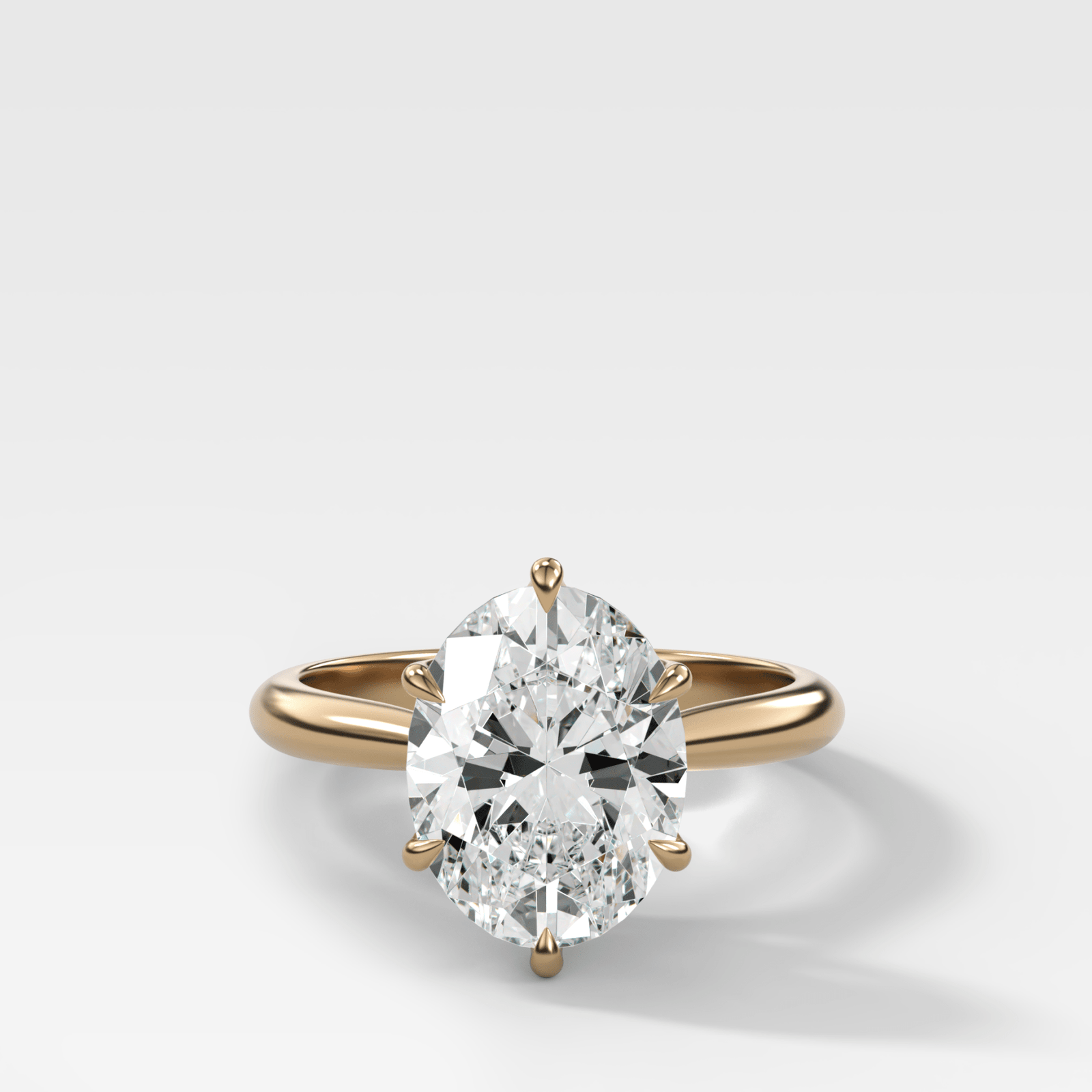 Tulip Basket Cathedral Engagement Ring with Oval Cut Diamond - GOODSTONE
