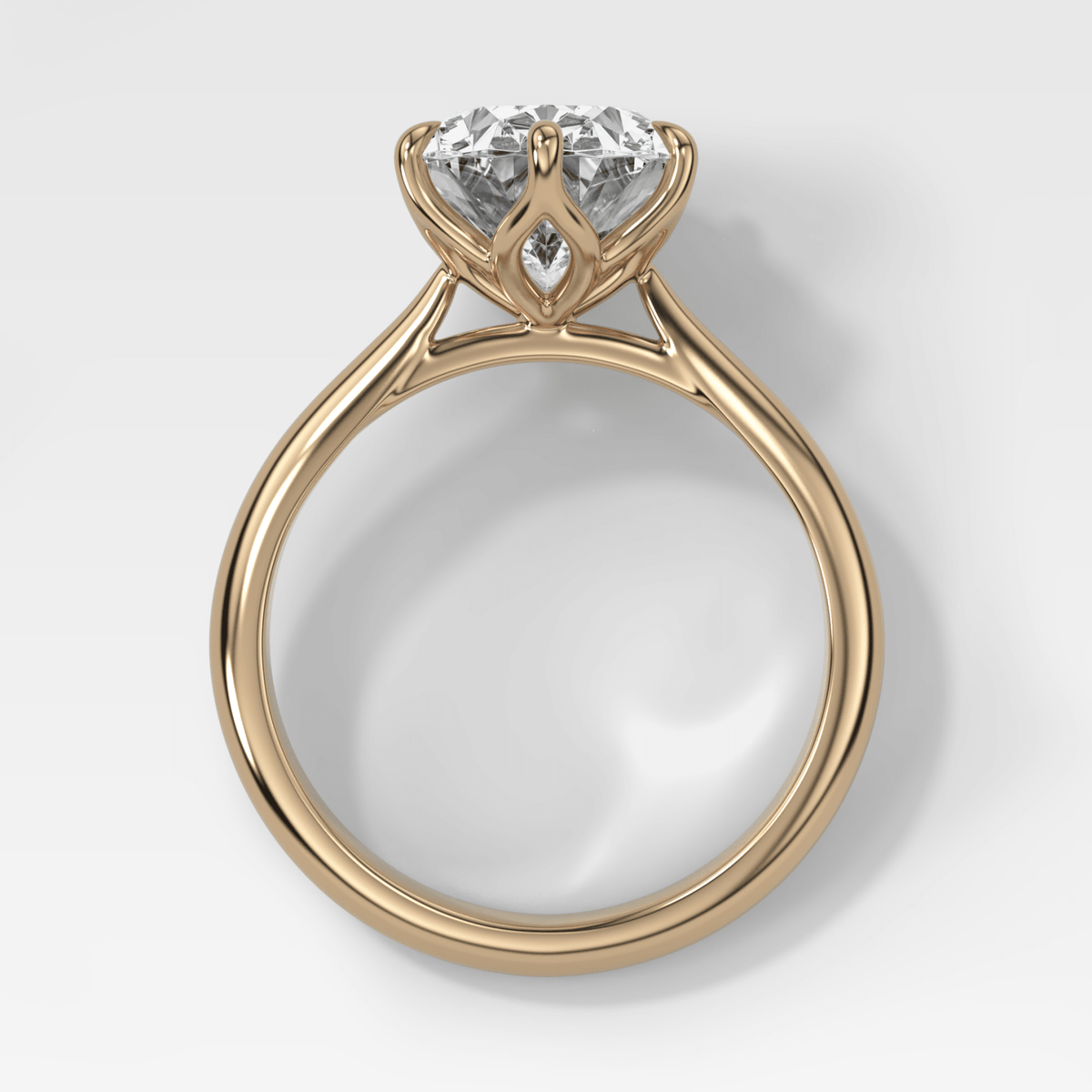 Tulip Basket Cathedral Engagement Ring with Oval Cut Diamond - GOODSTONE