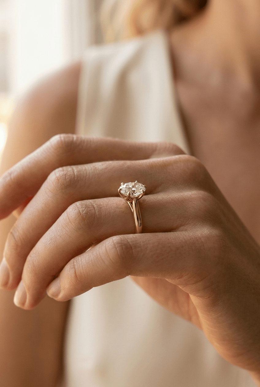 Tulip Basket Cathedral Engagement Ring with Oval Cut Diamond - GOODSTONE