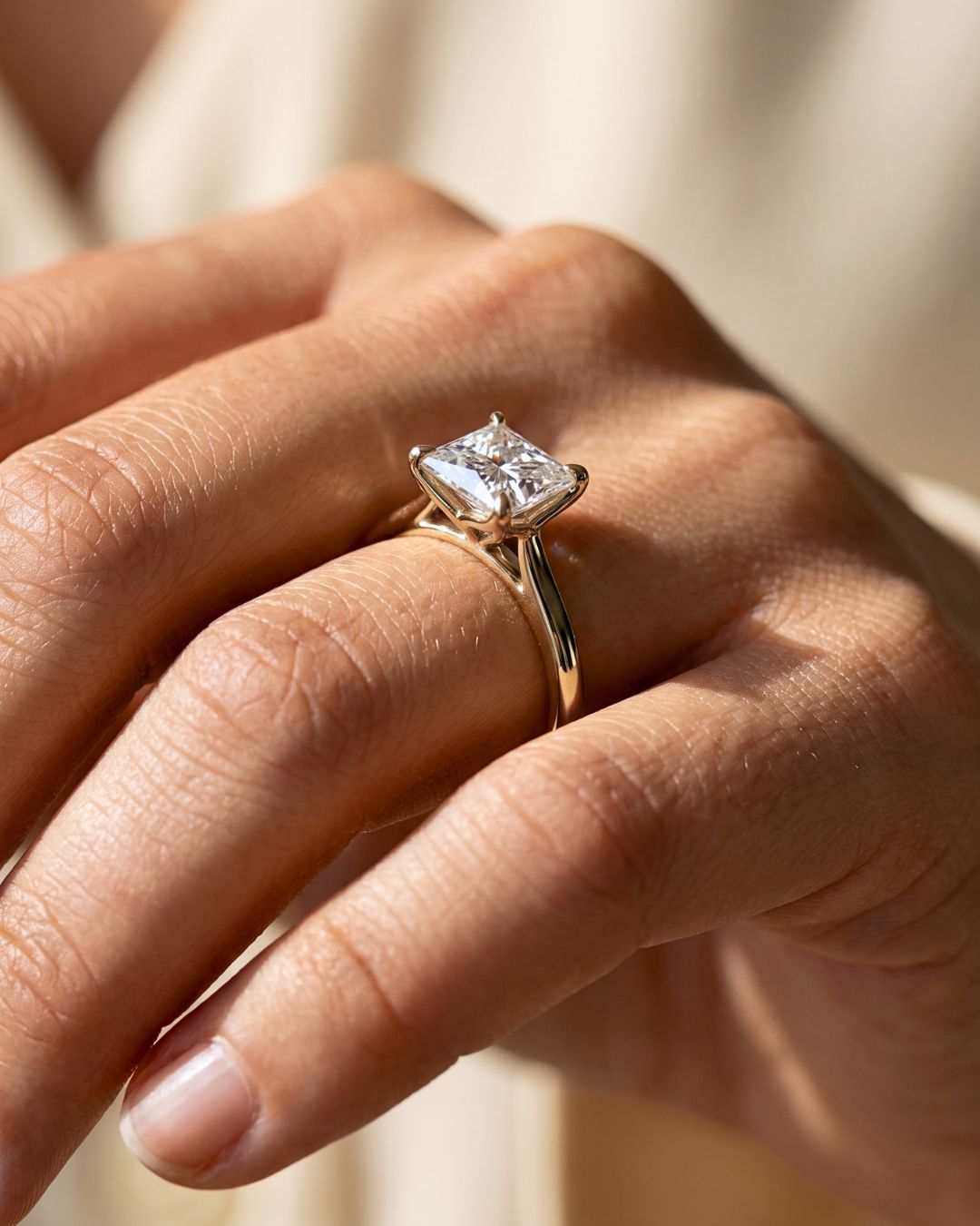 Tulip Basket Cathedral Engagement Ring with Princess Cut Diamond - GOODSTONE