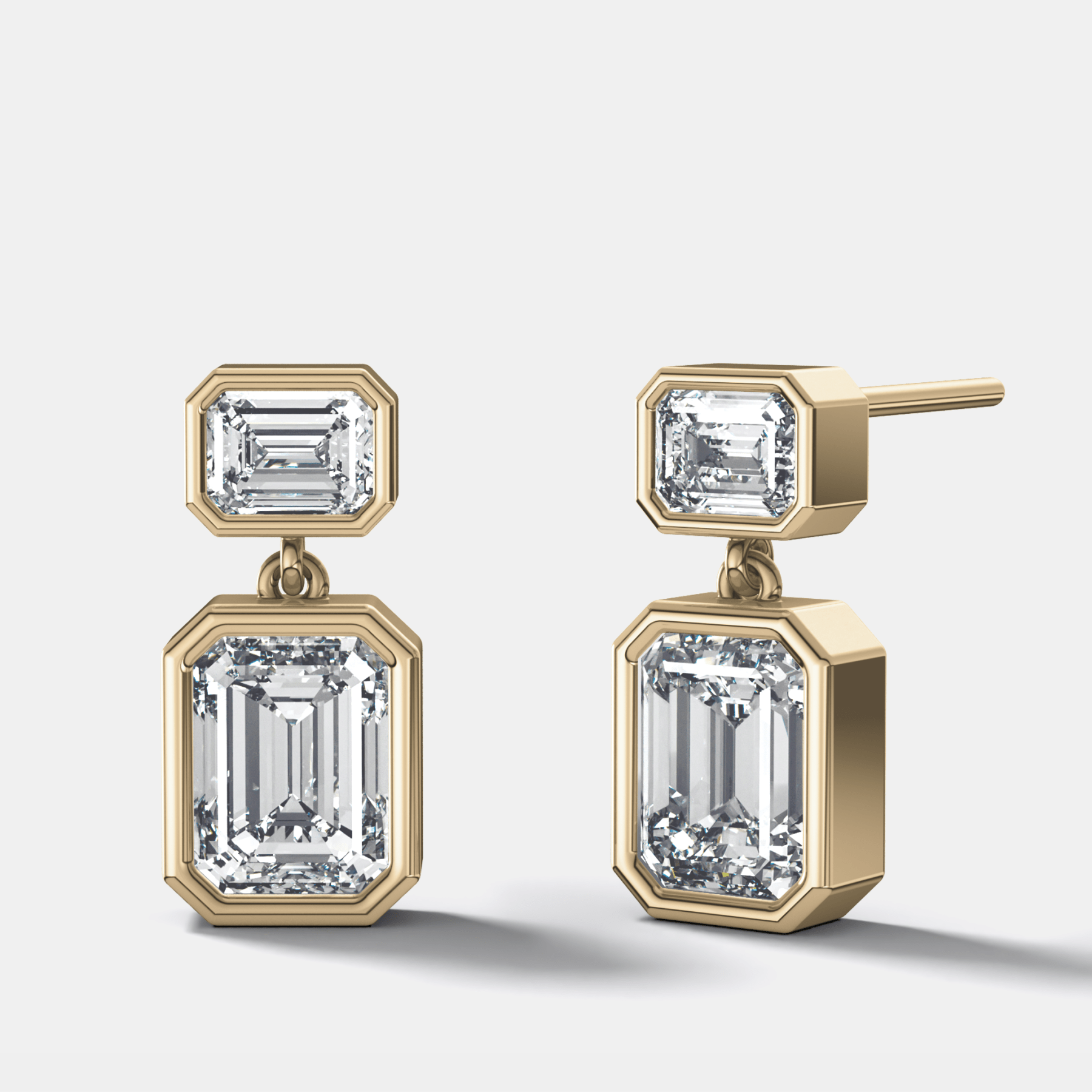 Two Stone Bezel Drop with Emerald Cut Diamonds - GOODSTONE