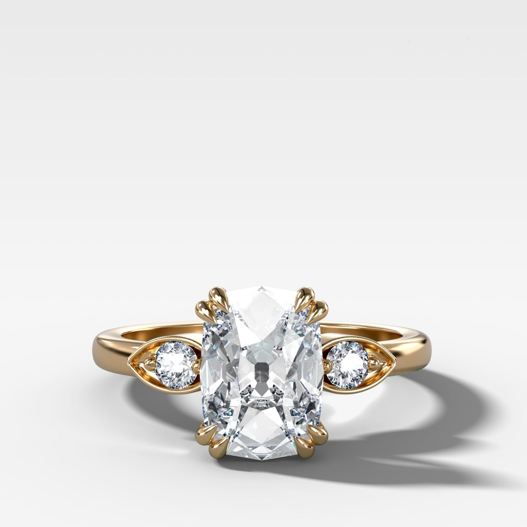 Vintage Ridge Engagement Ring set with 2.01ct Lab Grown Old Mine Cut Diamond - GOODSTONE