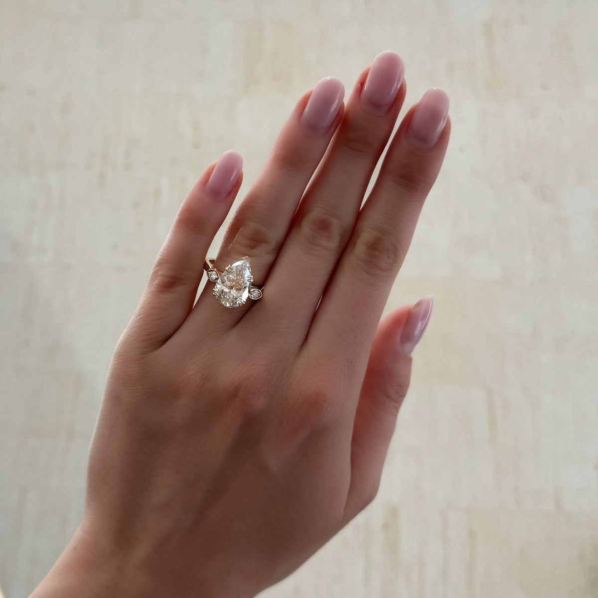 Vintage Ridge Shank Diamond Engagement Ring With Pear Cut Diamond - GOODSTONE