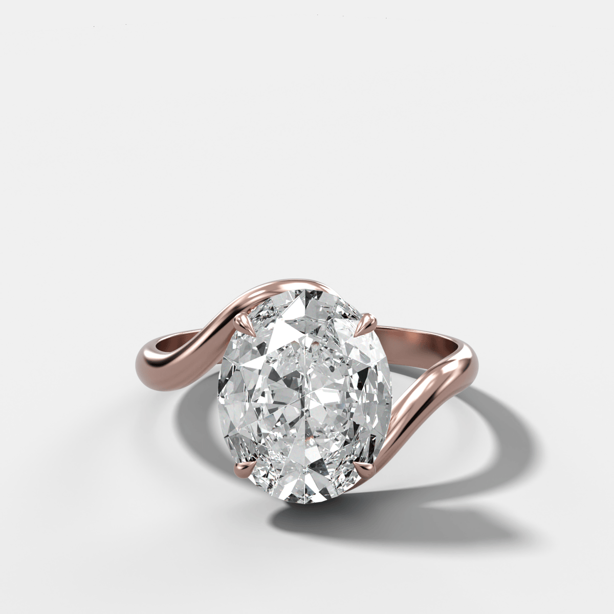 Wave Solitaire Engagement Ring with Oval Cut Diamond - GOODSTONE
