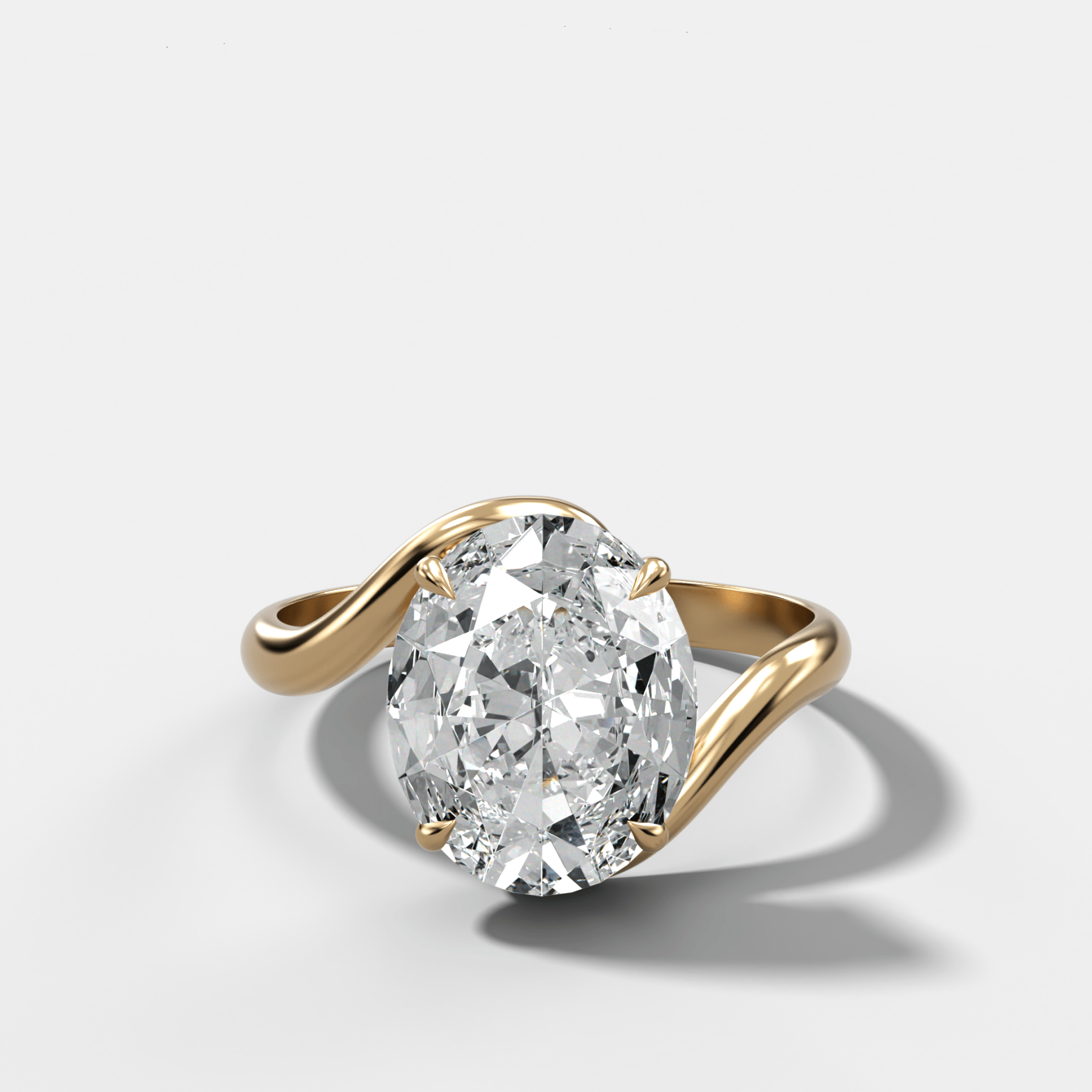 Wave Solitaire Engagement Ring with Oval Cut Diamond - GOODSTONE