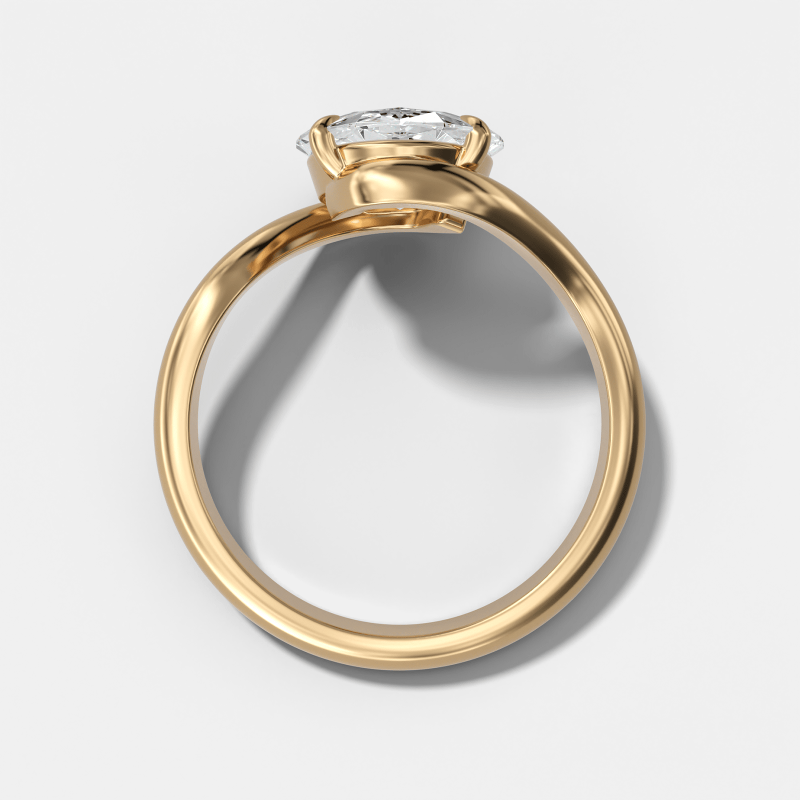 Wave Solitaire Engagement Ring with Oval Cut Diamond - GOODSTONE